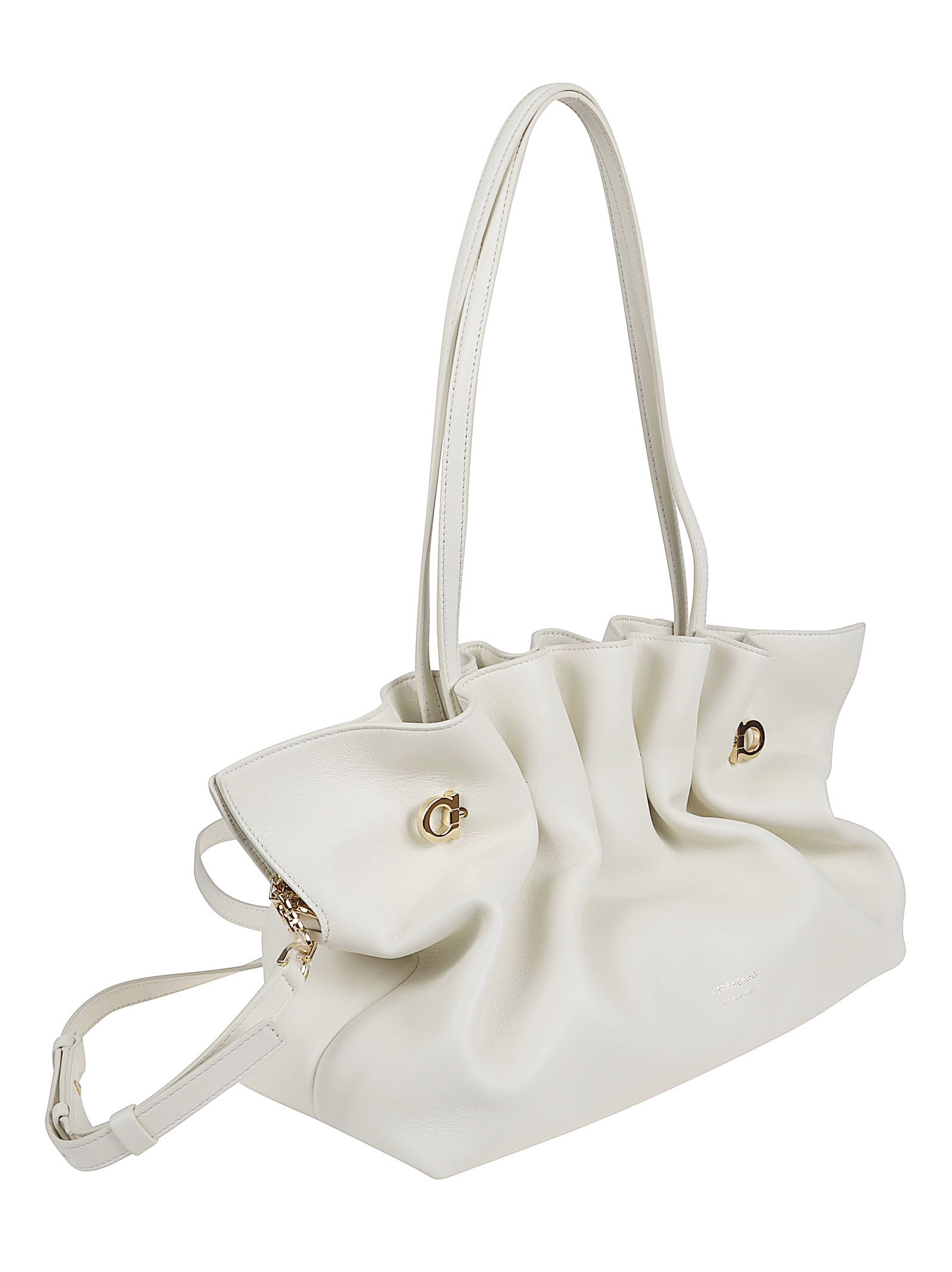 Pleated Lamb Leather Bag with Gancini Hardware