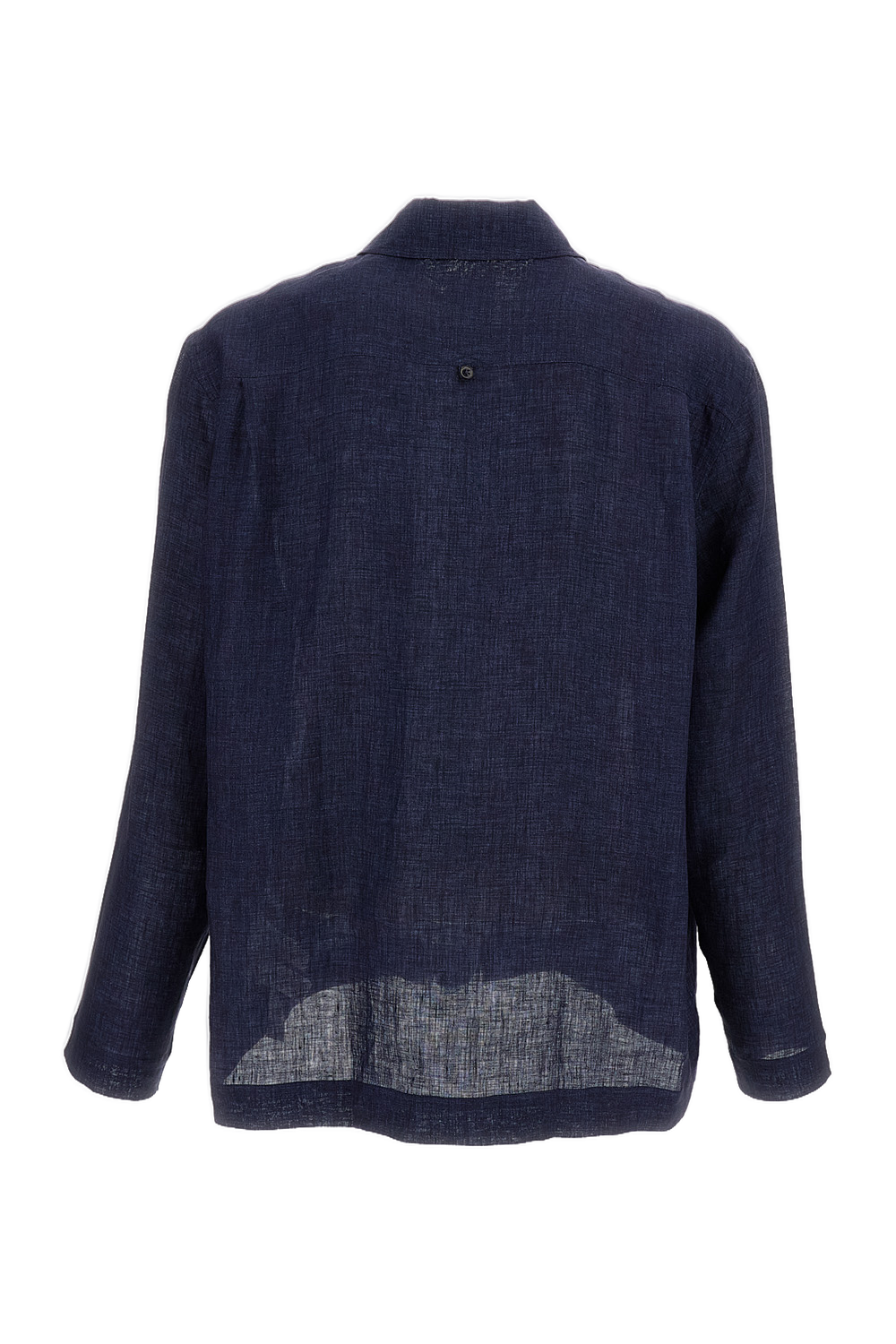 Blue Linen V-Neck Shirt
