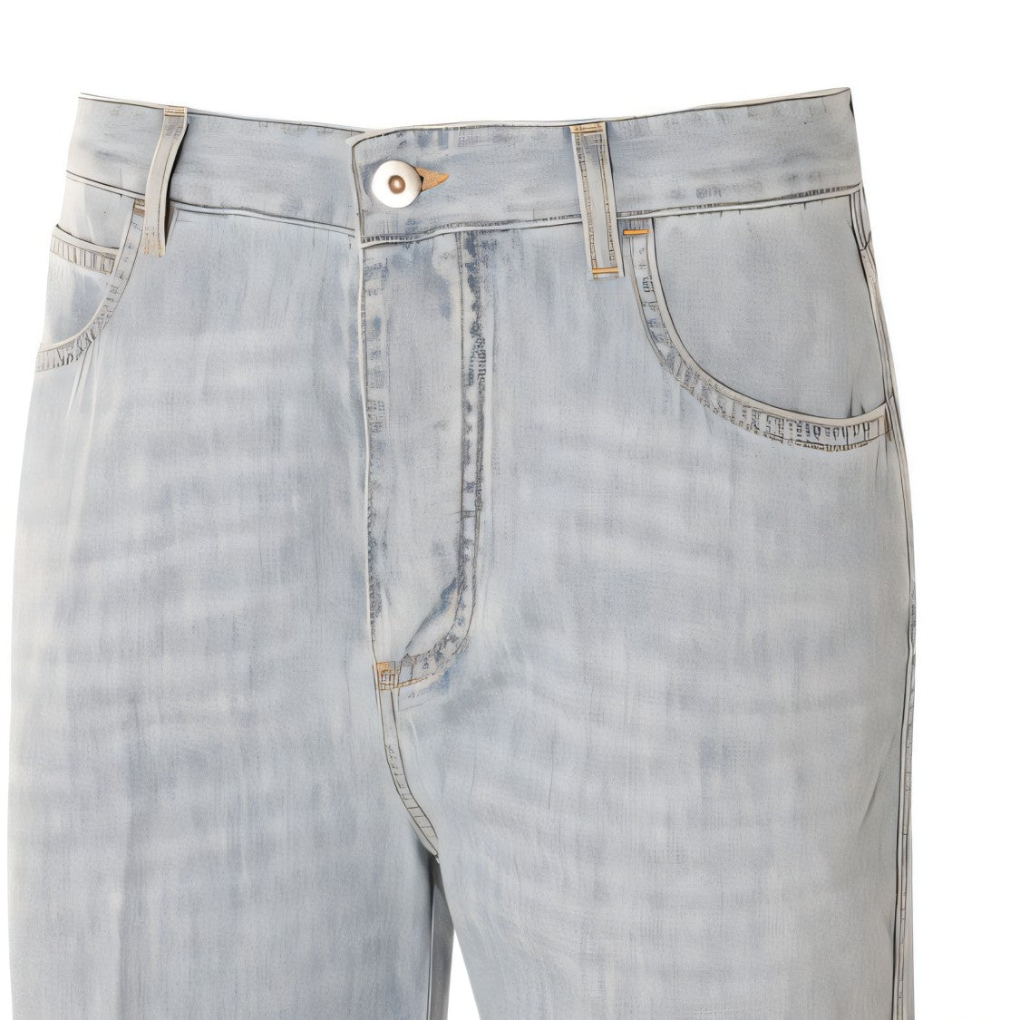 Light Wash Denim Pants with Classic Five-Pocket Design