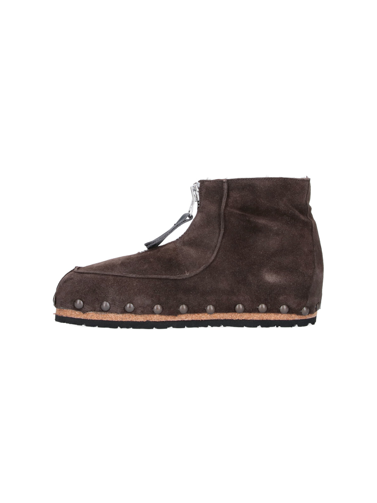Brown Studded Suede High-Top Boots