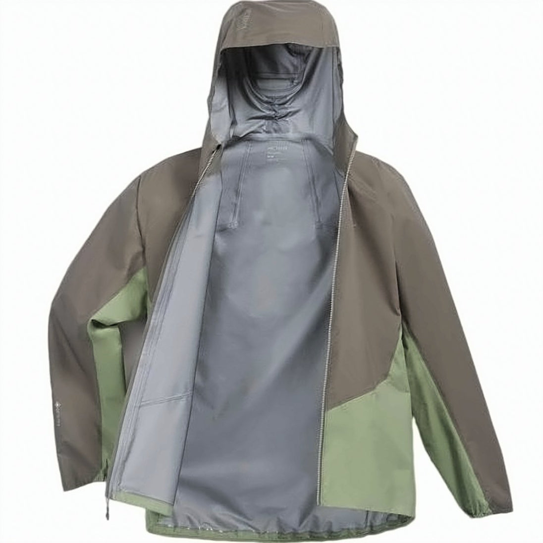 Two-Tone Lightweight Shell Jacket with Hood and Full Zip