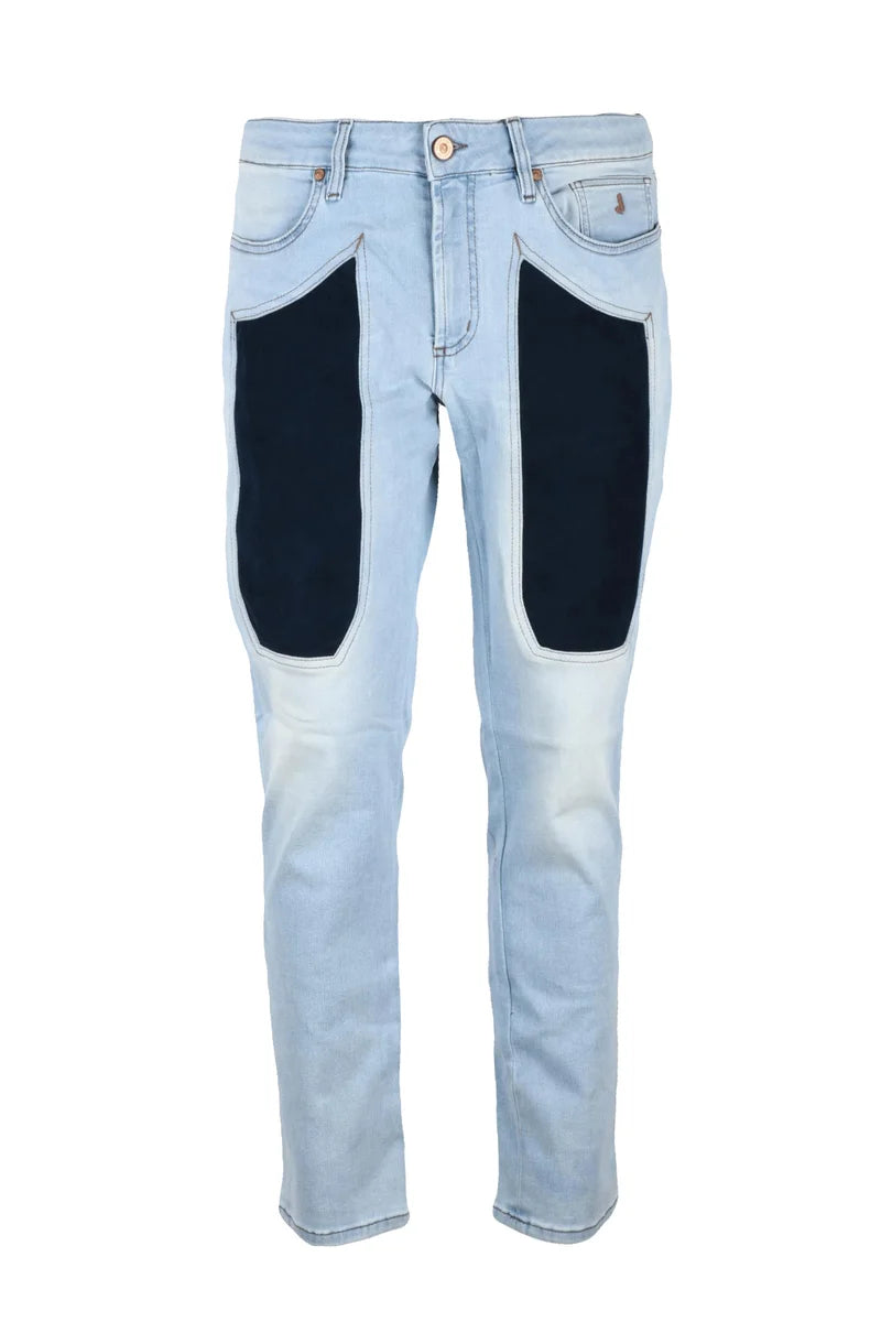 Cotton Stretch Jeans - Blue/Light Blue