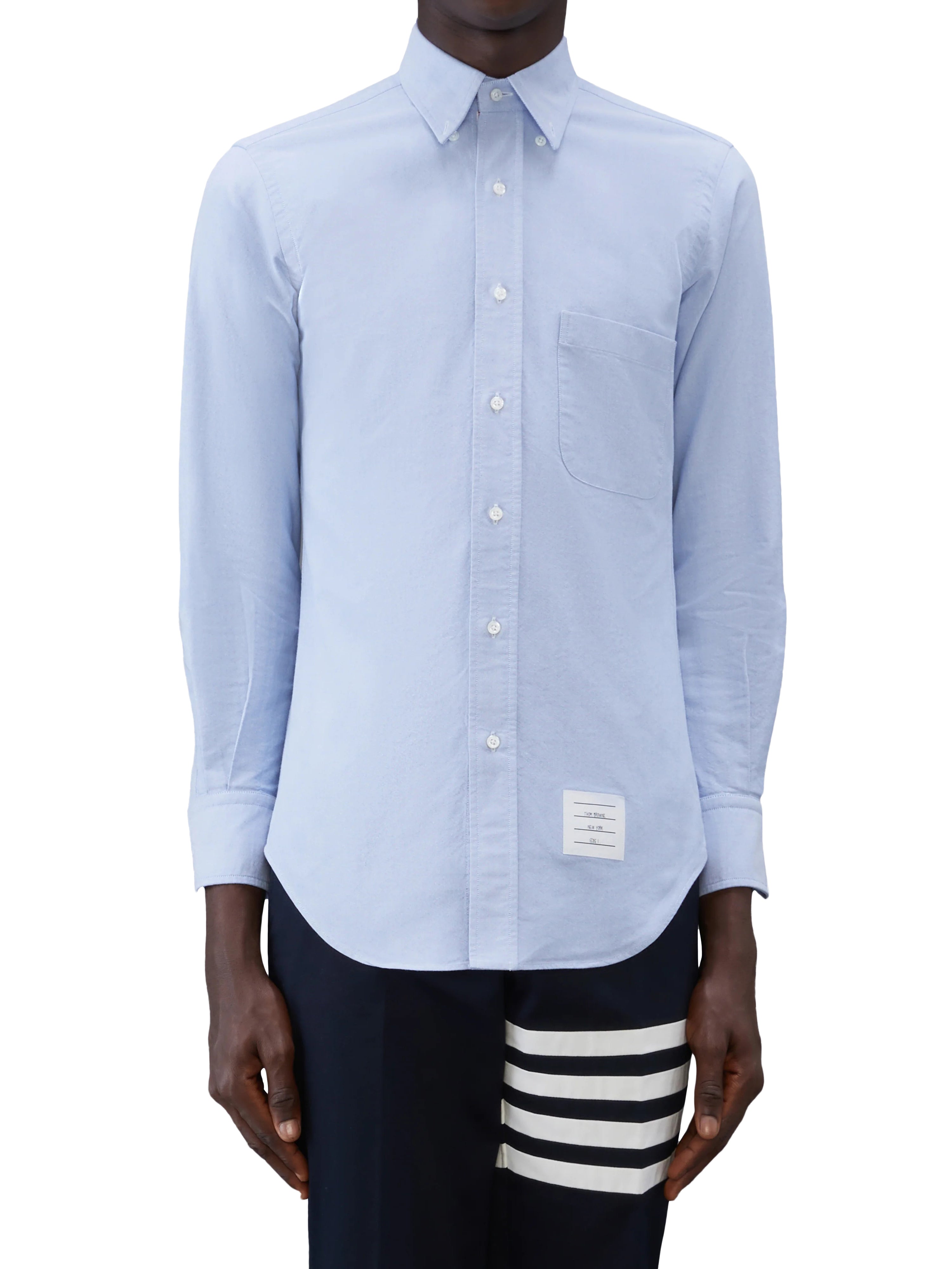 Long-Sleeve Button-Up Shirt with Button-Down Collar and Tailored Fit