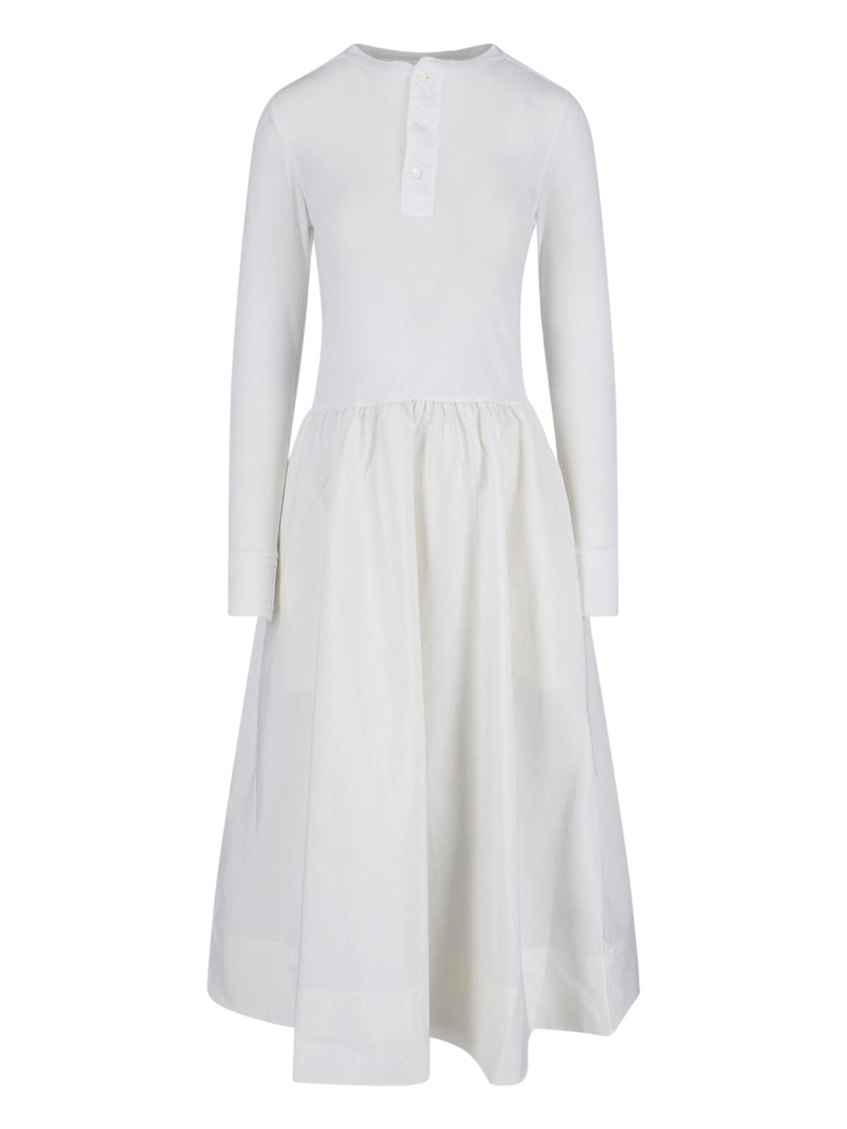 White Serafino Gathered Cotton Dress