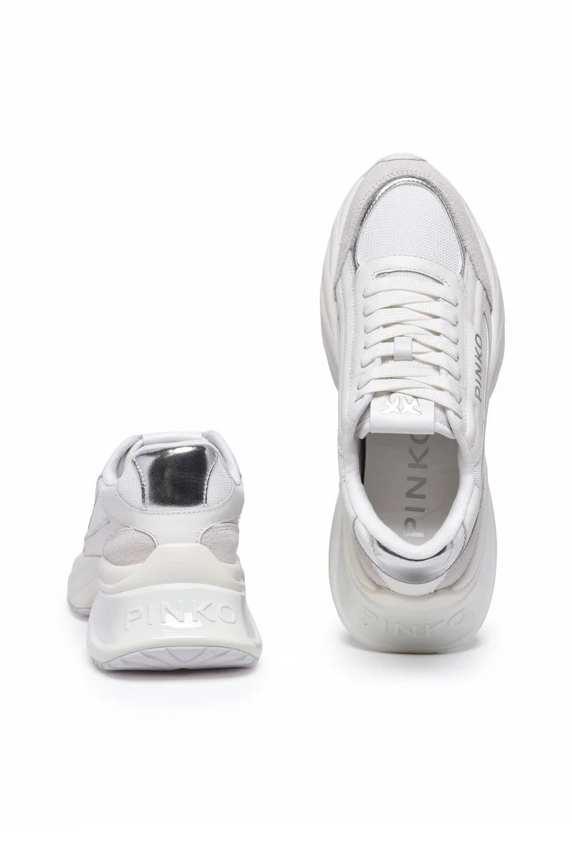 Leather Rubber Fiber Sneakers - White