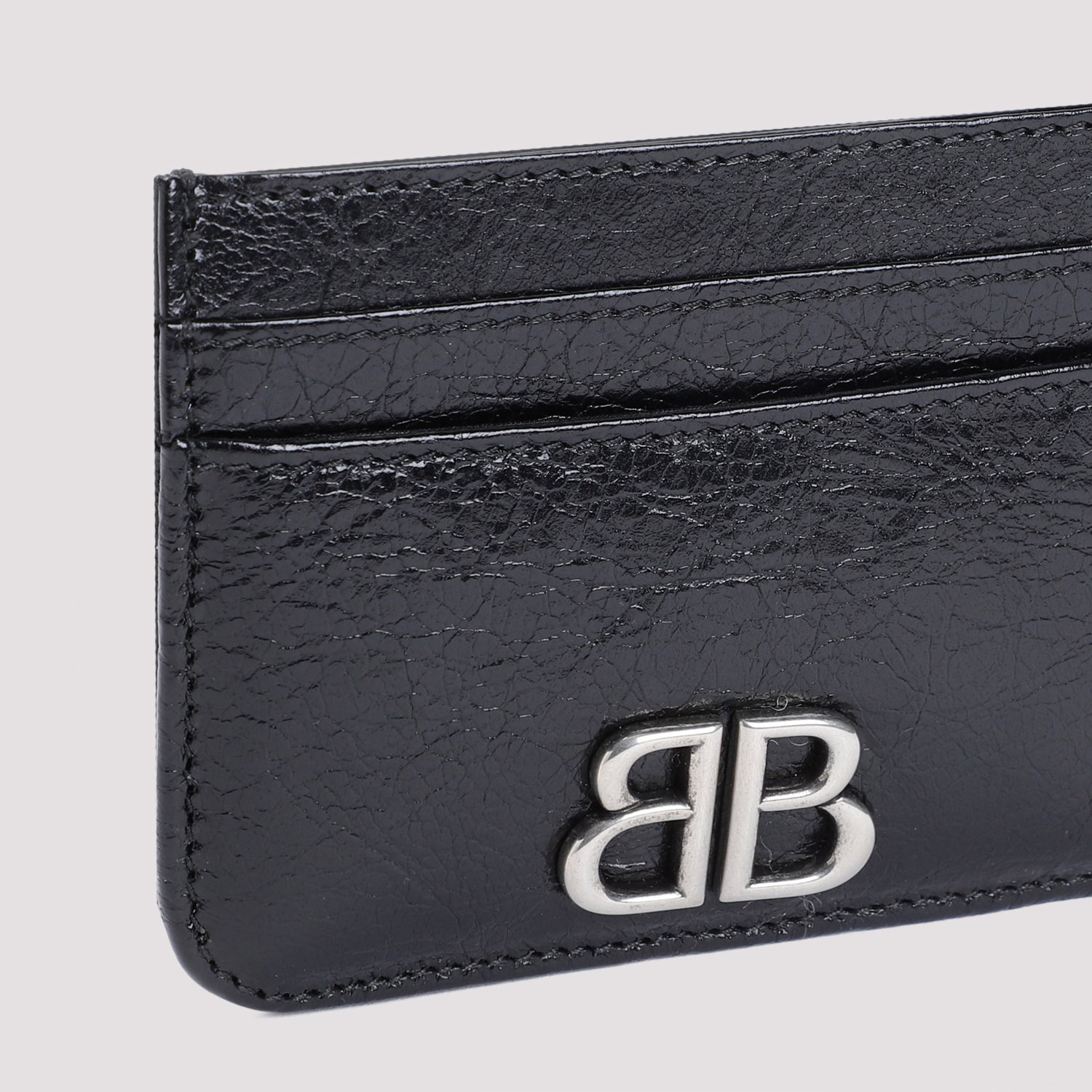 Monaco Ca Ho Wom Black Lamb Leather Credit Card Case