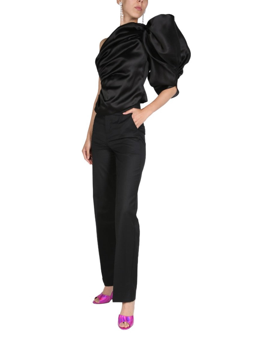 One-Shoulder Black Evening Top