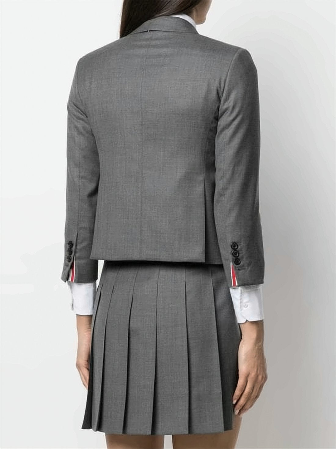Tailored Grey Wool Blazer with Notched Lapel