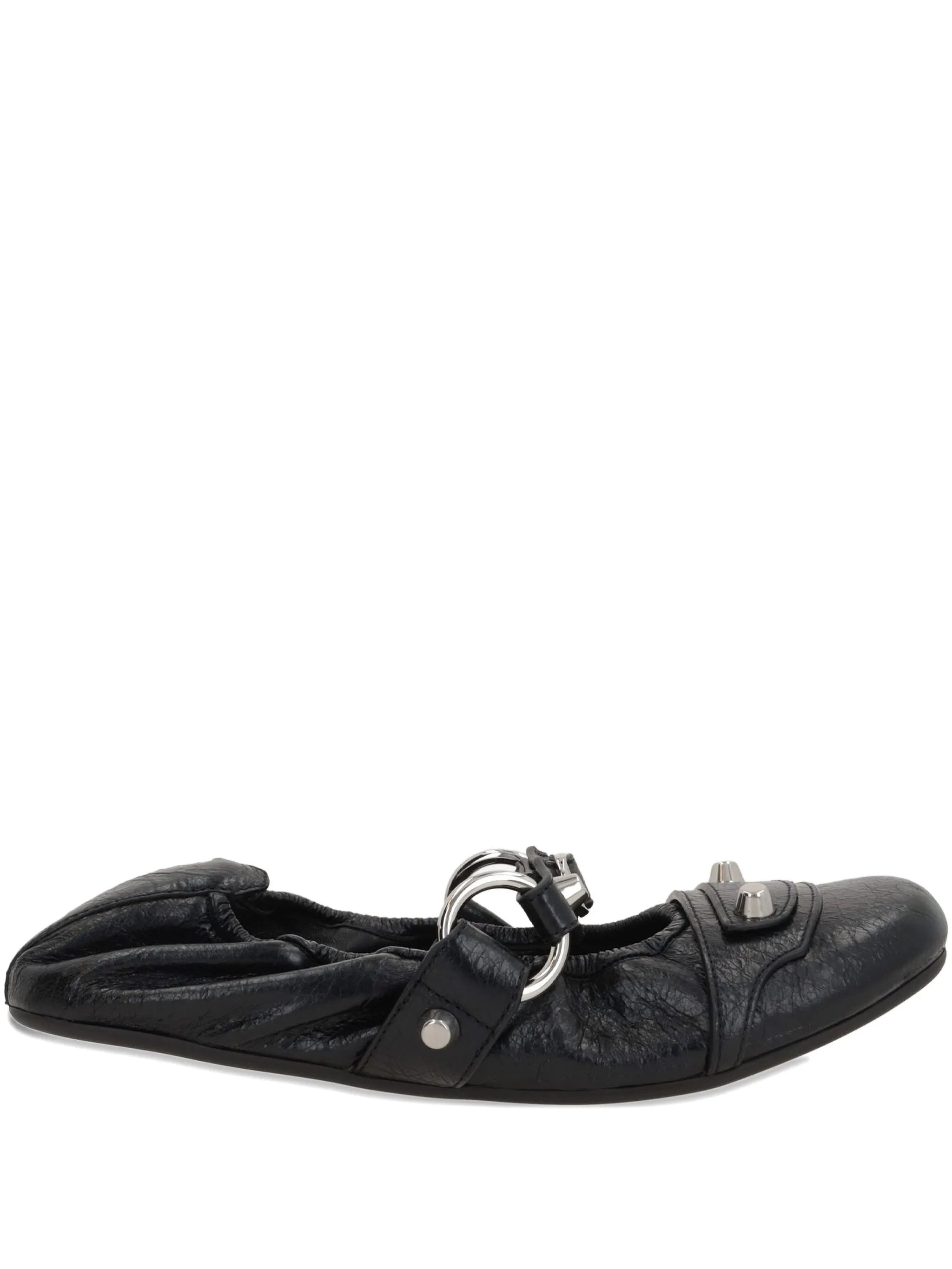 Black City Flap L005 Leather Ballerinas