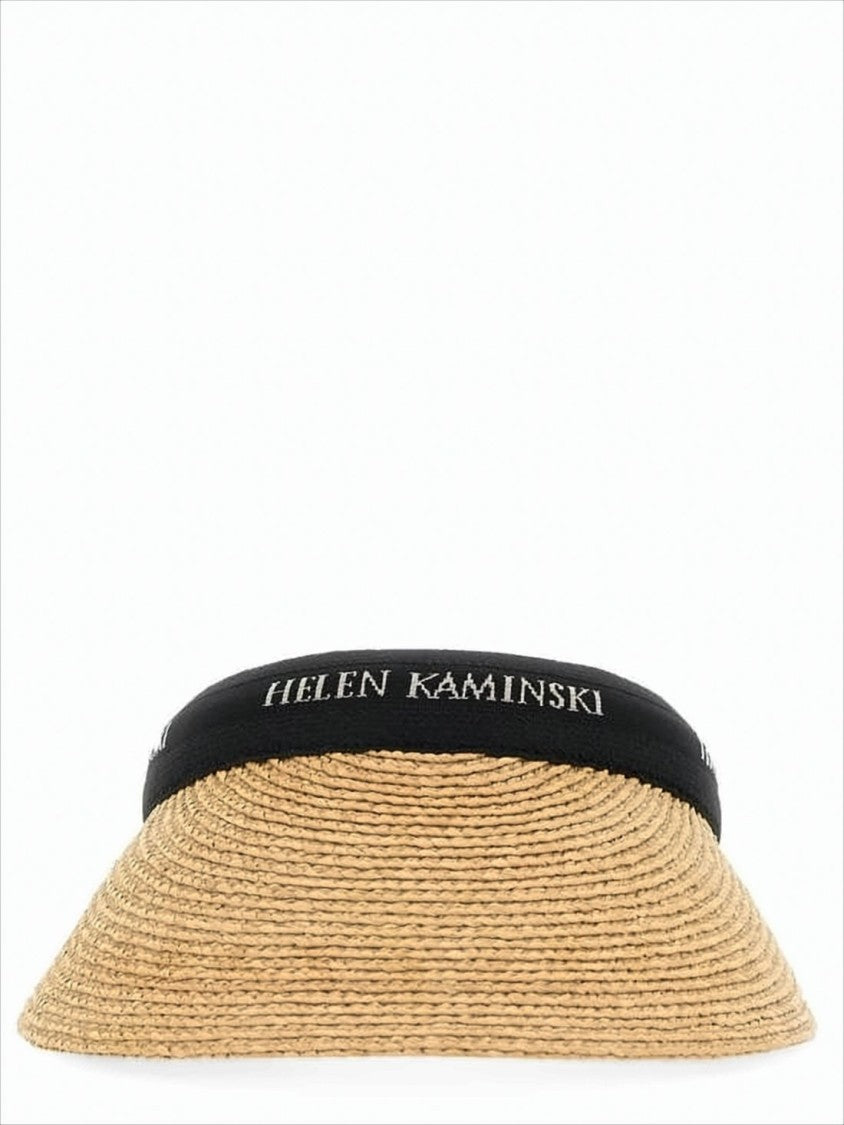Natural Raffia Visor With Black Brand Band