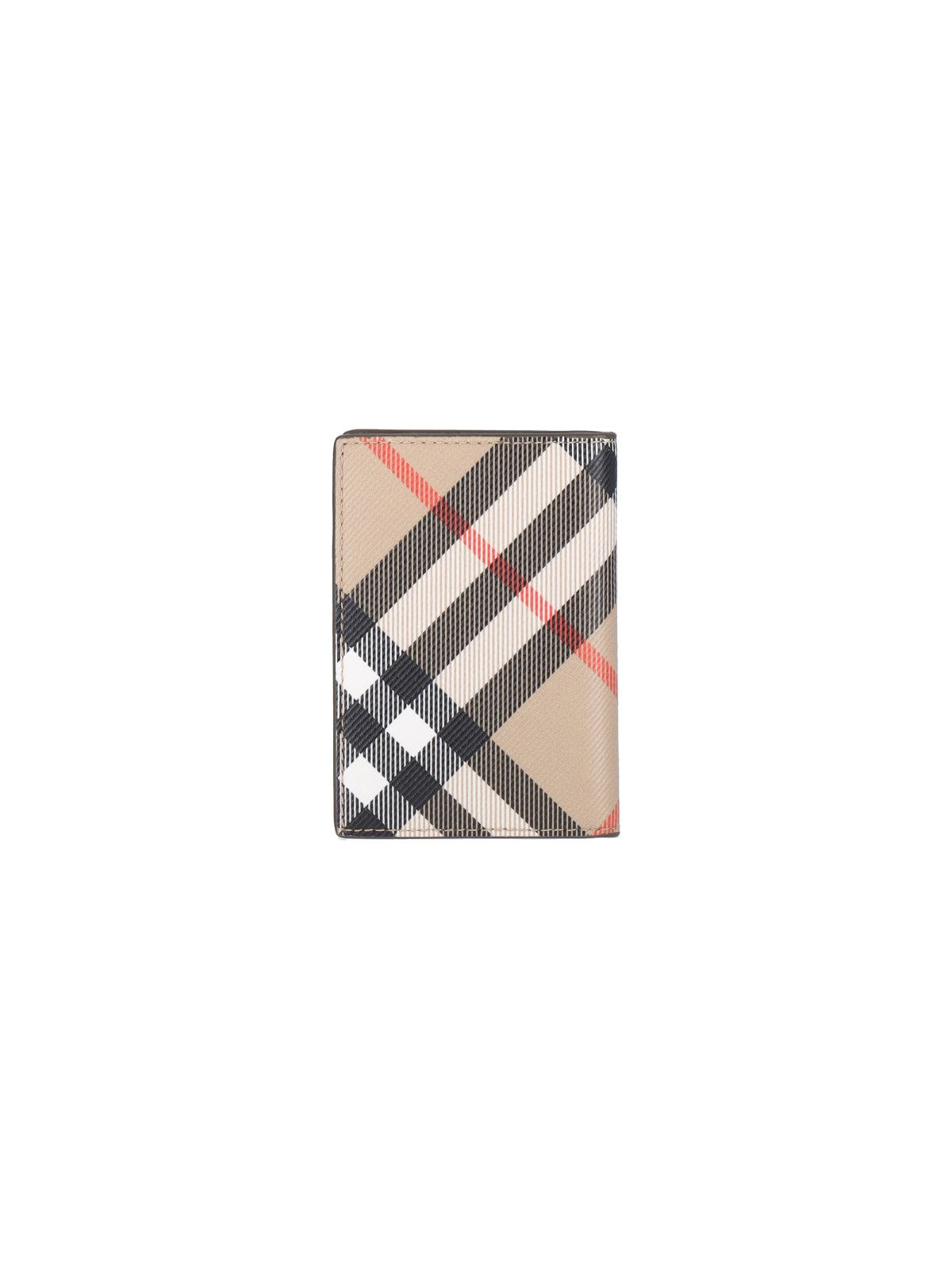 "Check" Bi-Fold Card Holder, In Beige Fabric