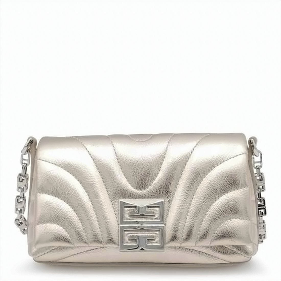 Metallic Quilted Calf Leather Shoulder Bag