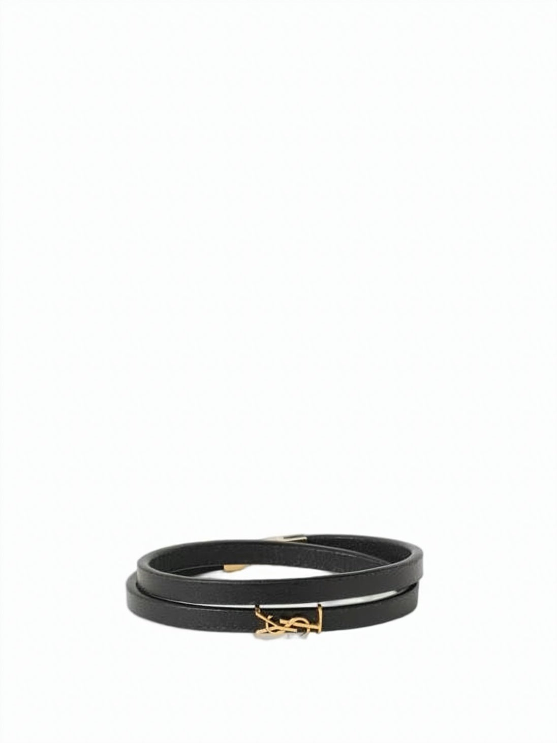 Black Leather Belt with Gold-Toned Brass Clasp