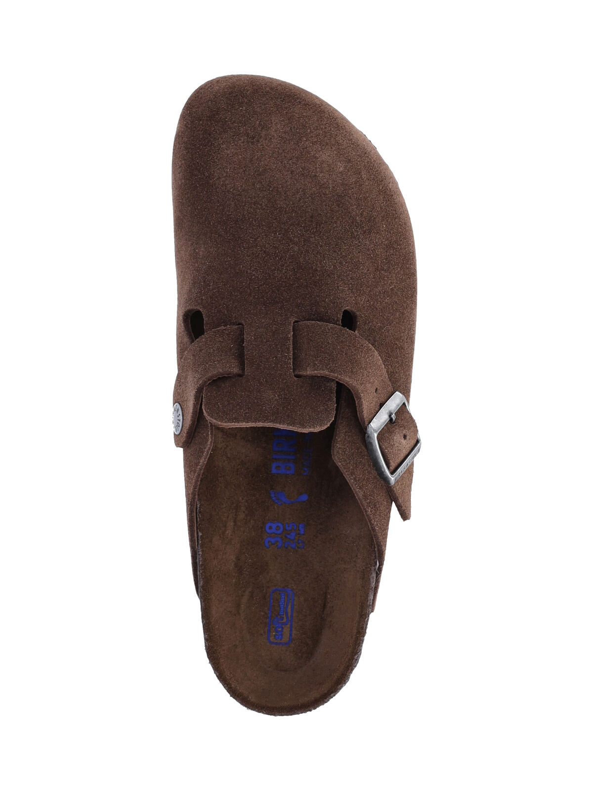 Slip-On Mules with Rounded Toe and Metal Buckle Detail