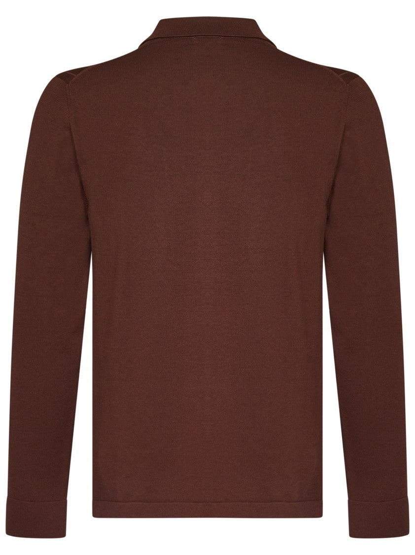 Brown Knit Button-Up Shirt