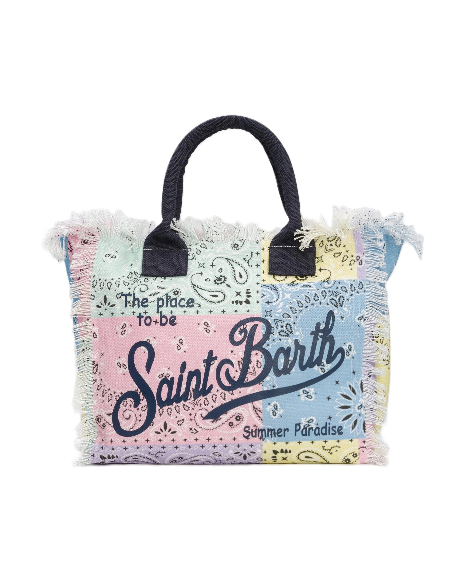 Patchwork Tote Bag with Frayed Edges