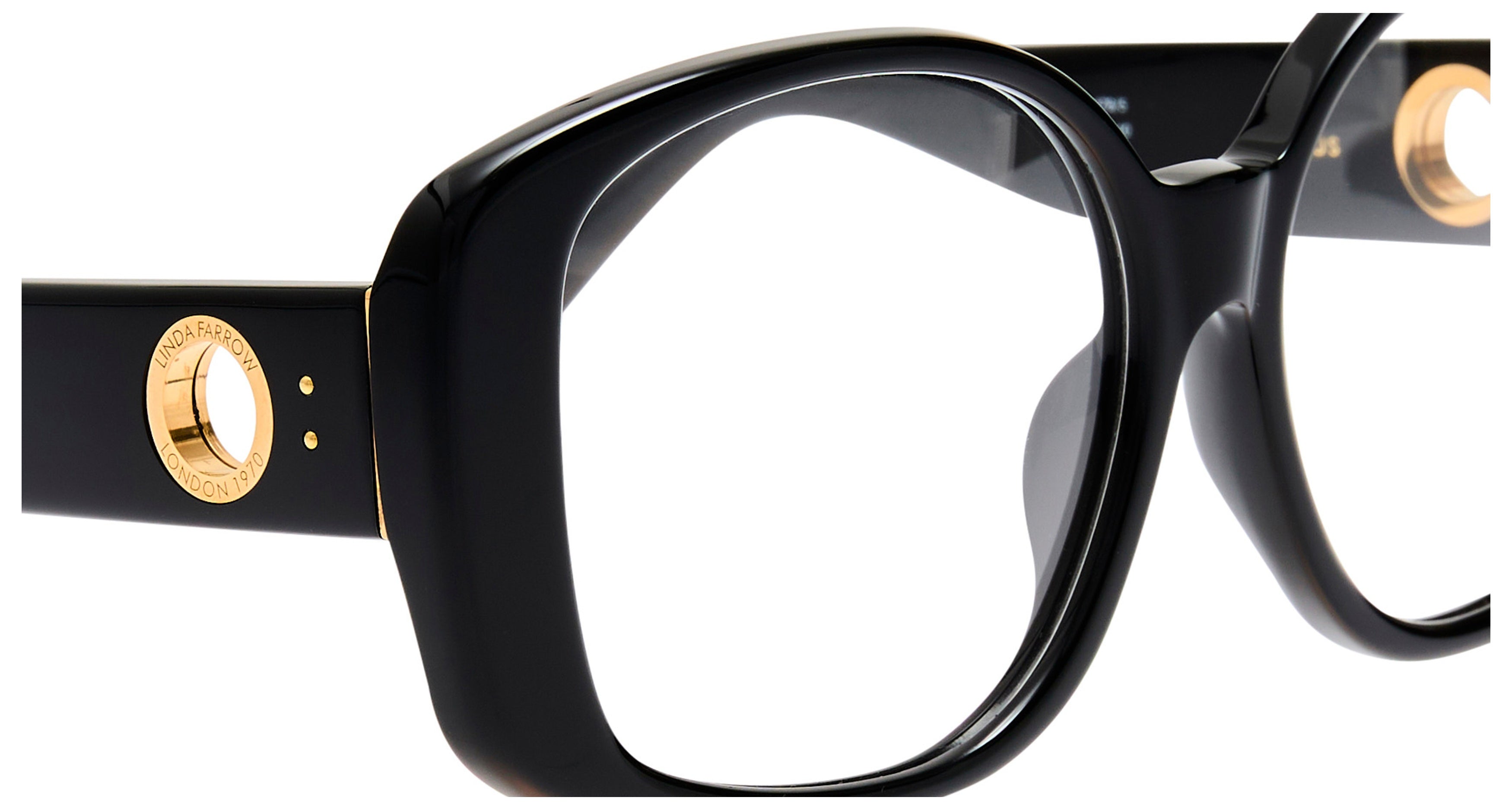 Lfl Bold Oversized Square Frame Eyeglasses with Gold Emblem