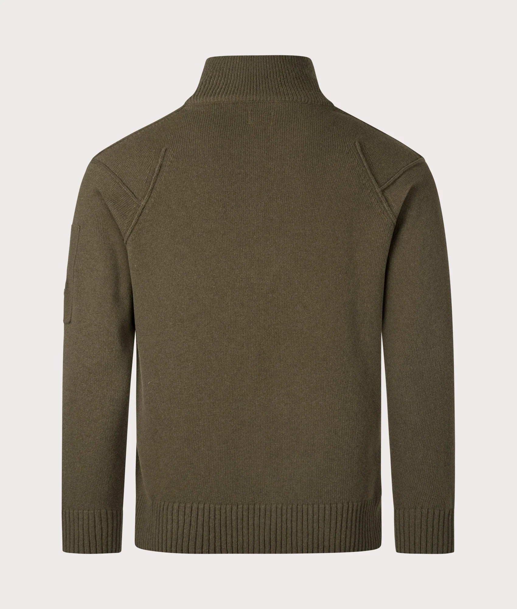 Half-Zip Knit Top With Textured Fabric And High Collar