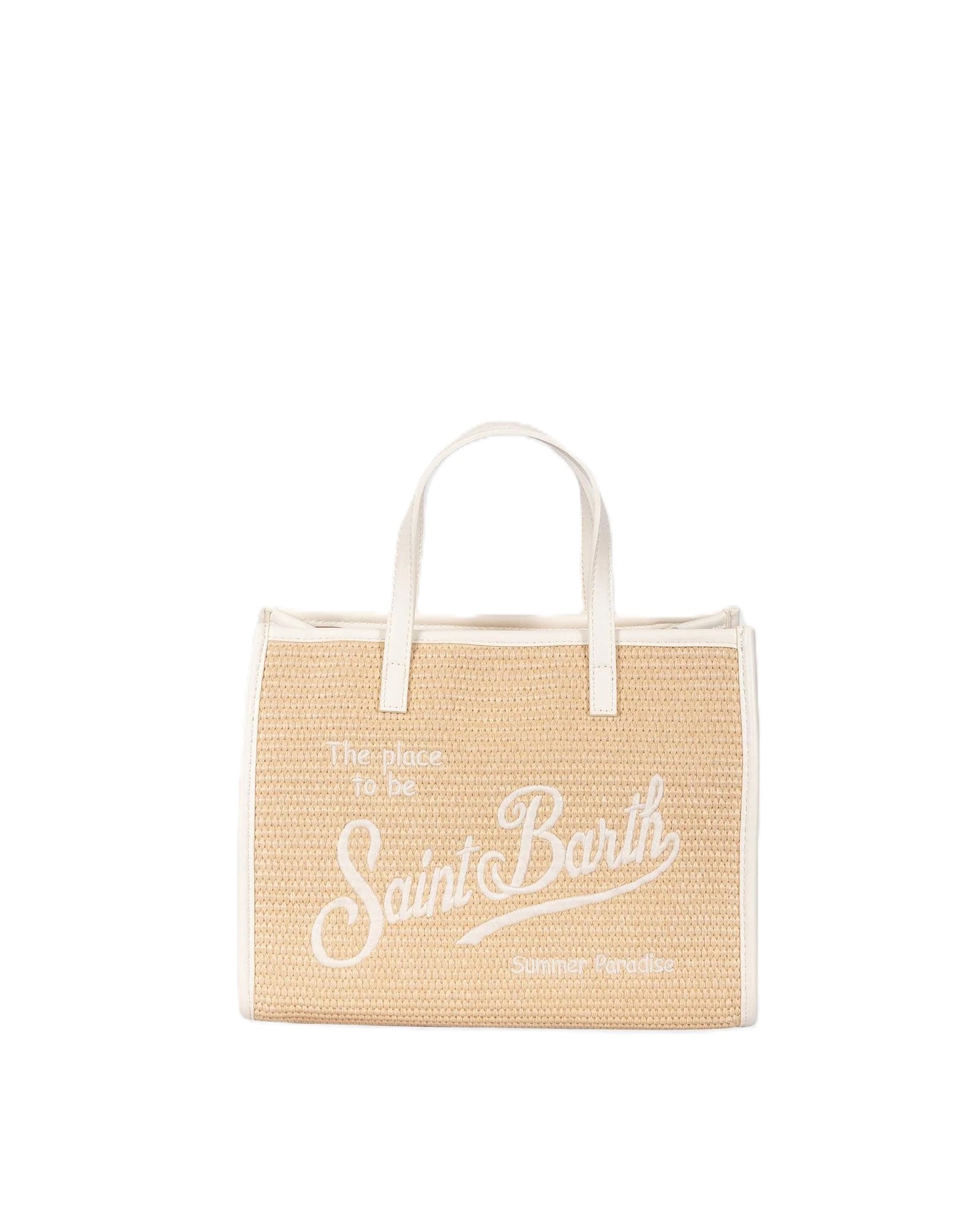 Rectangular Woven Tote Bag with Natural Straw Texture
