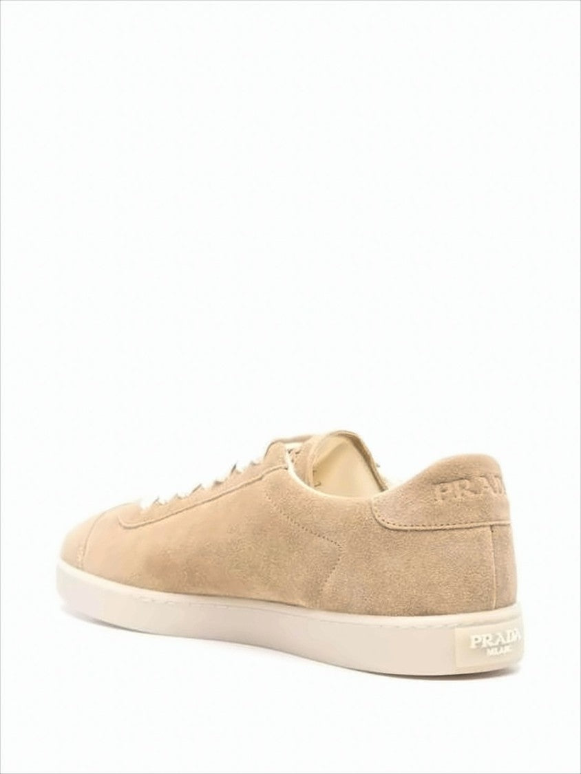 Low-Profile Suede Sneakers With White Rubber Sole