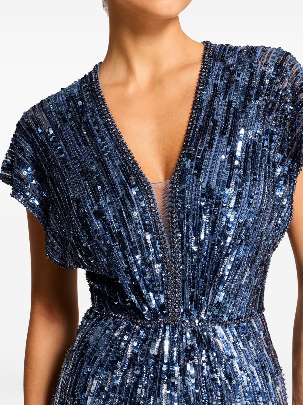 Floor-Length Column Dress With V-Neck