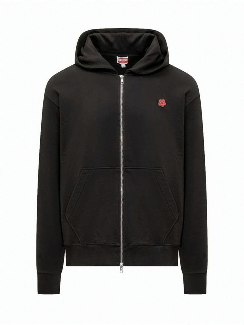 Zip-Up Hoodie With Embroidered Detailing And Kangaroo Pocket