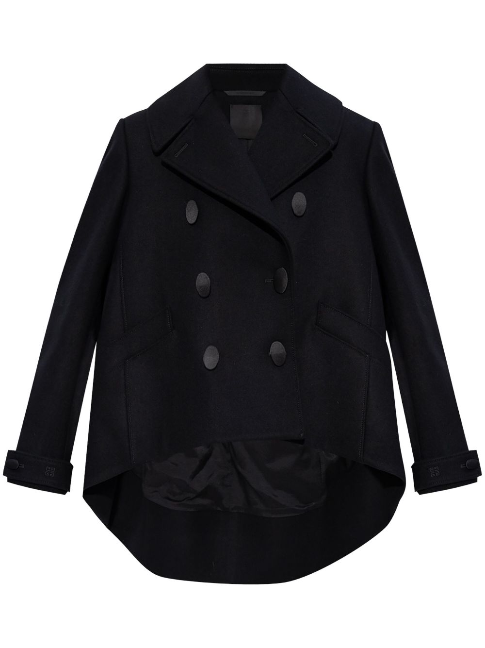Asymmetrical Hem Wool Coat