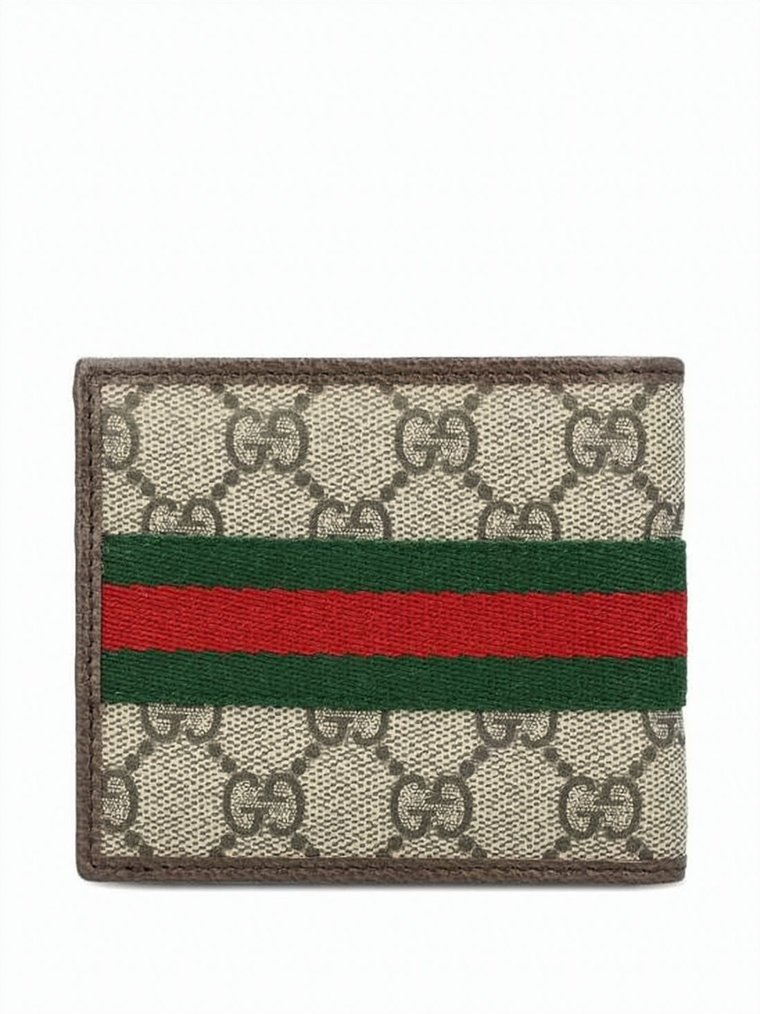 Compact Bifold Wallet with Signature Monogram and Gold-tone Details