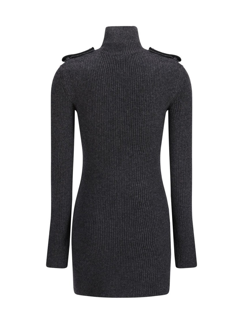 Refined Grey Dress In Wool And Cashmere Blend