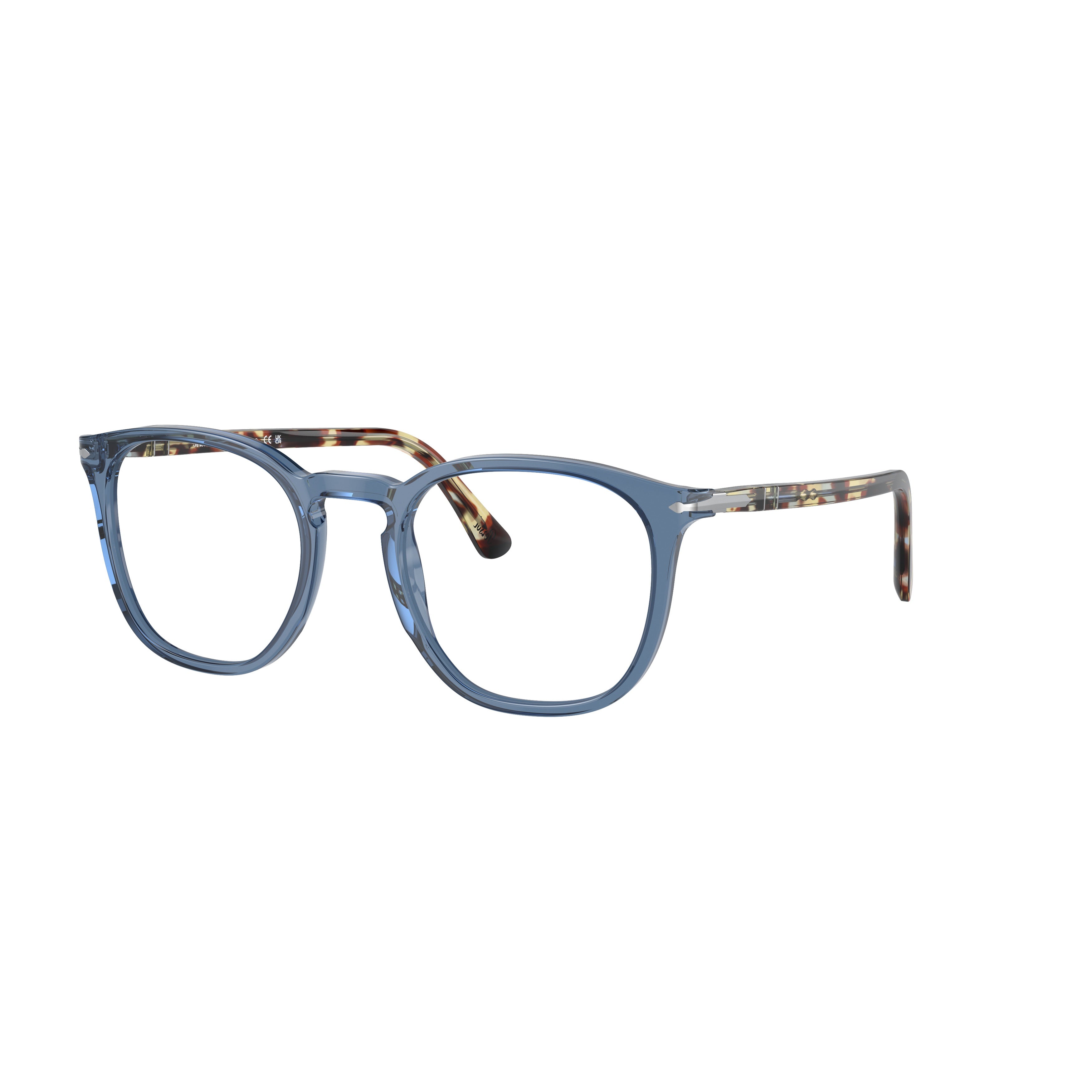 0po3318v Rounded Square Eyeglasses with Translucent Blue Front