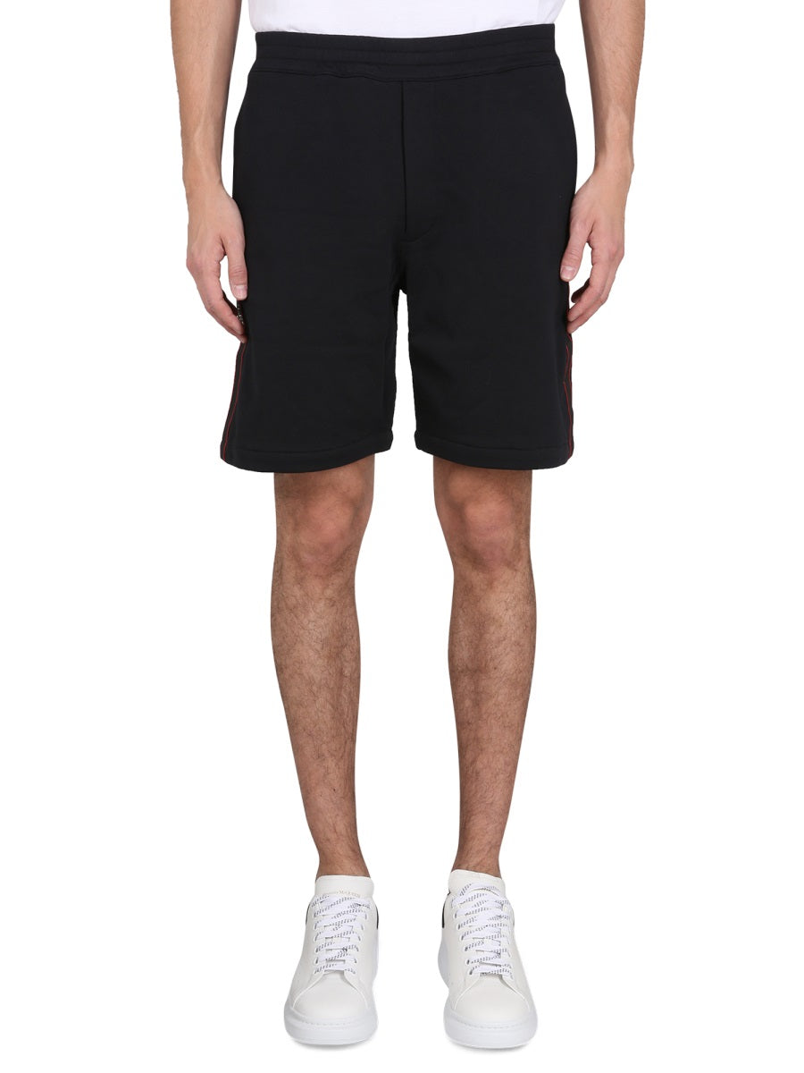Selvedge Logo Band Cotton Bermuda Shorts