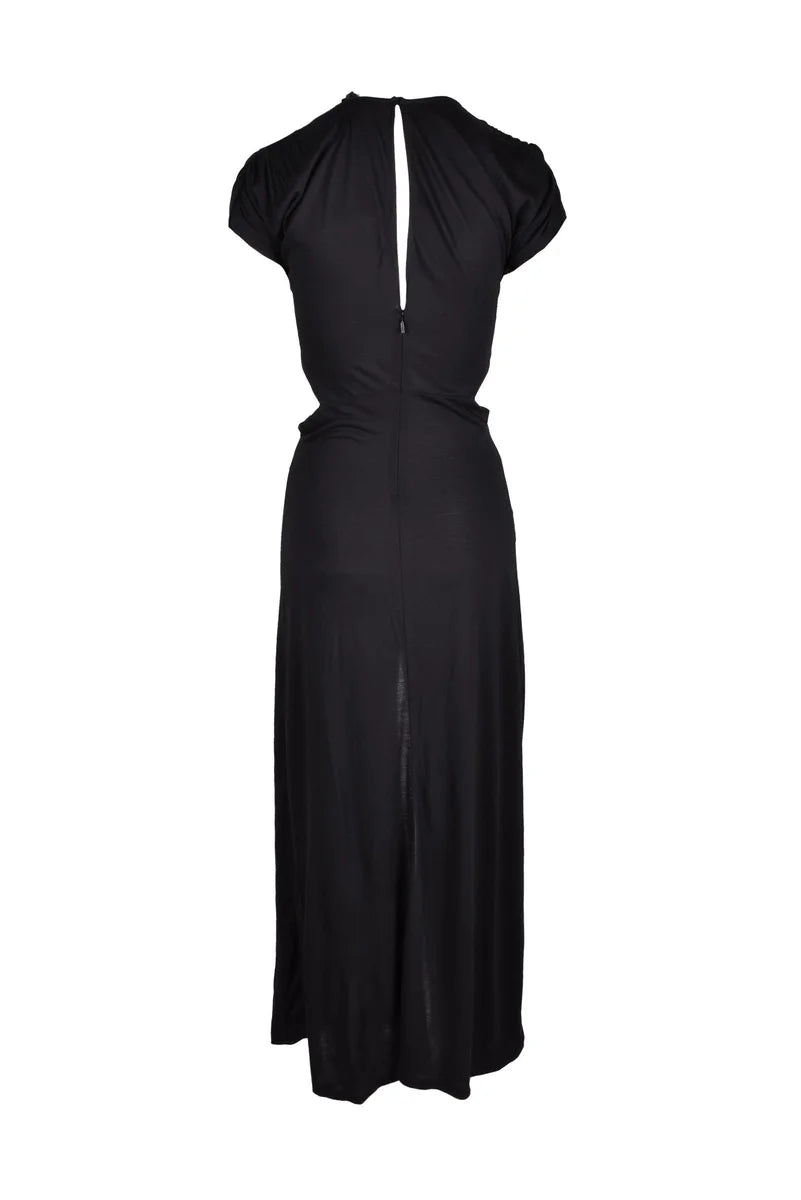 Black Midi Dress with Keyhole Neckline