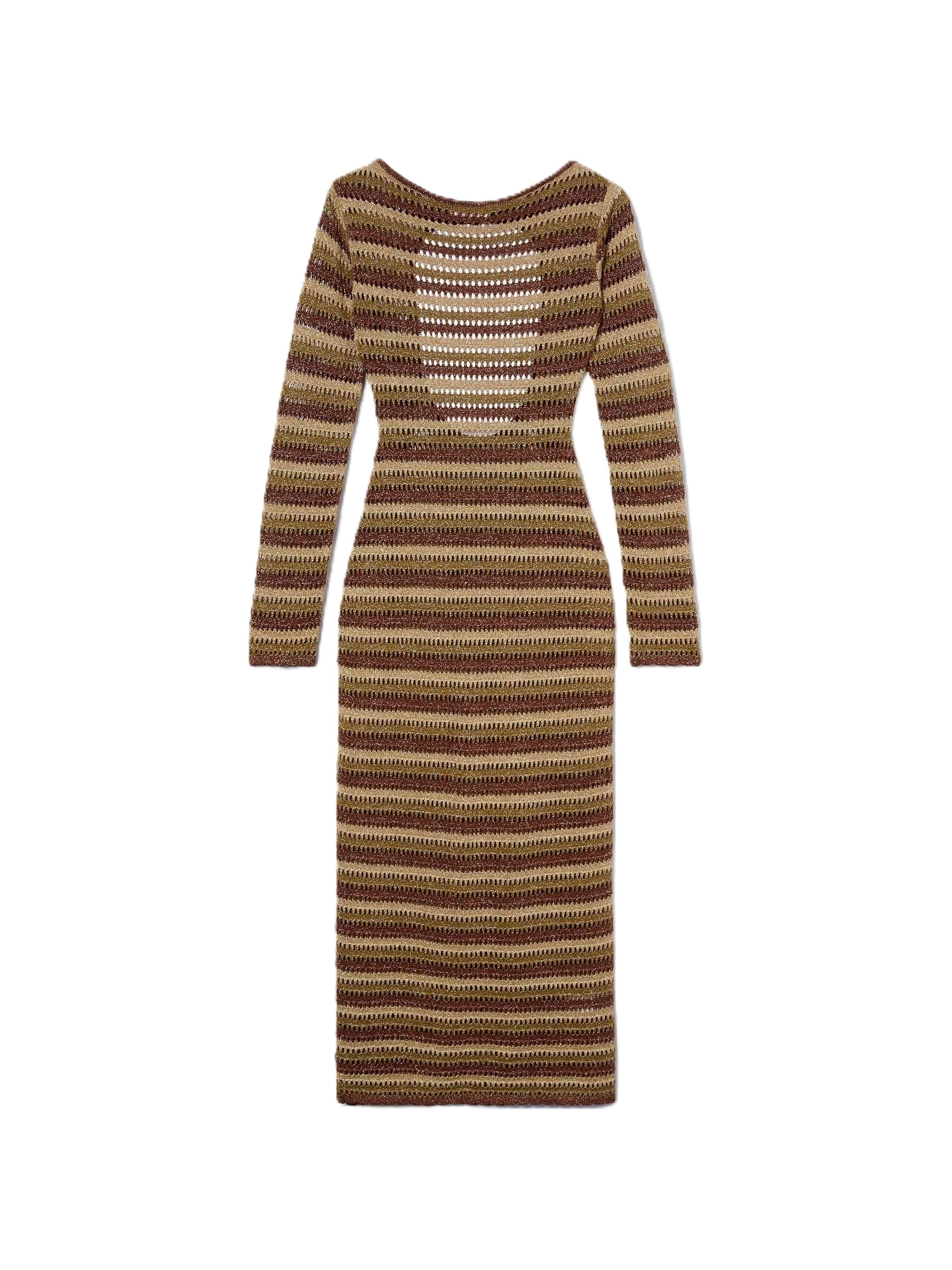 Fitted Midi Dress with Crochet Knit