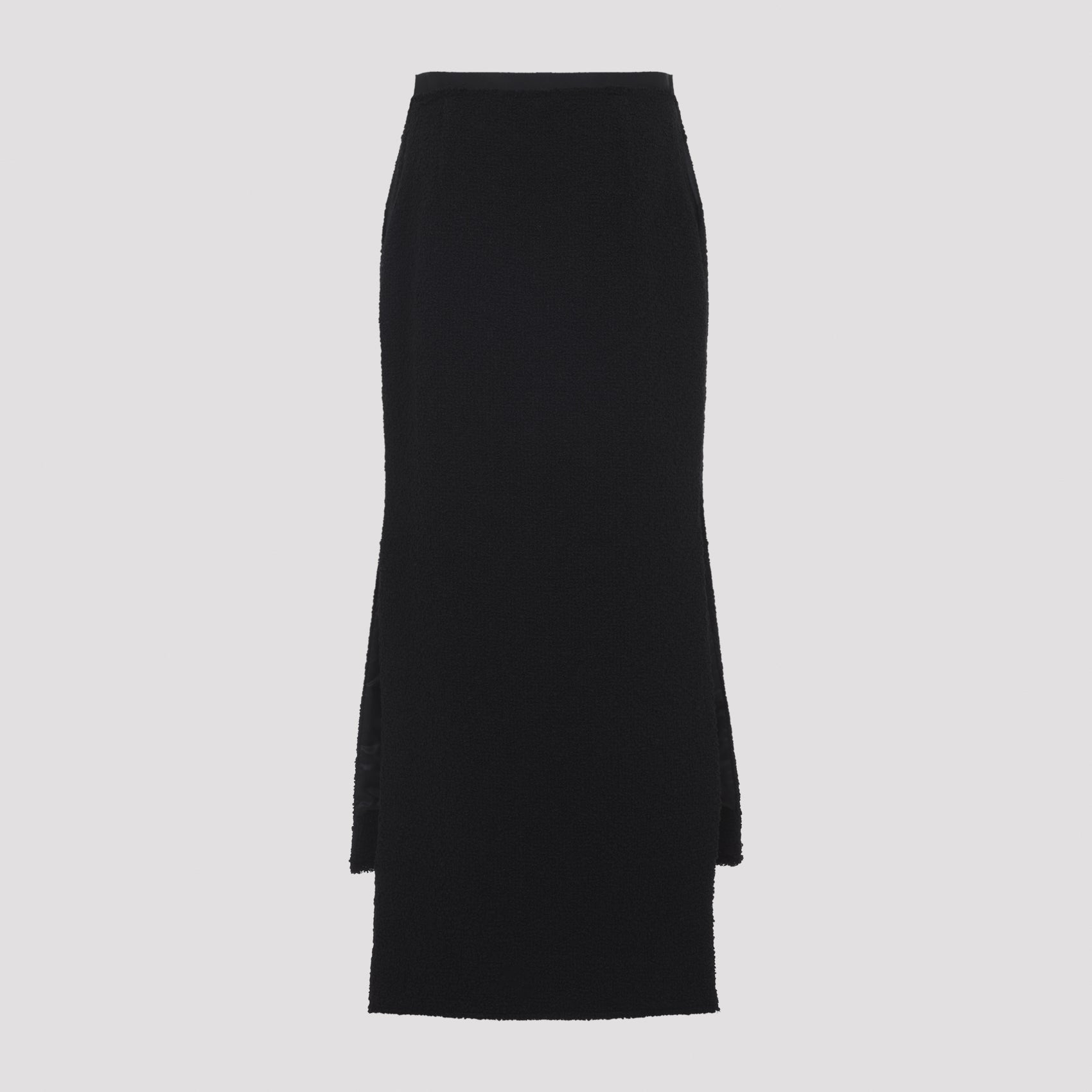 Long Textured Wool Blend Skirt