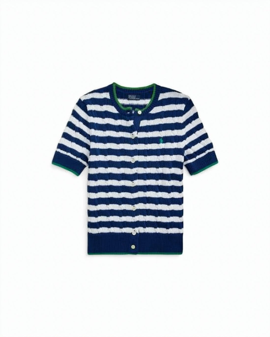 Short-Sleeved Stripe Knit Sweater