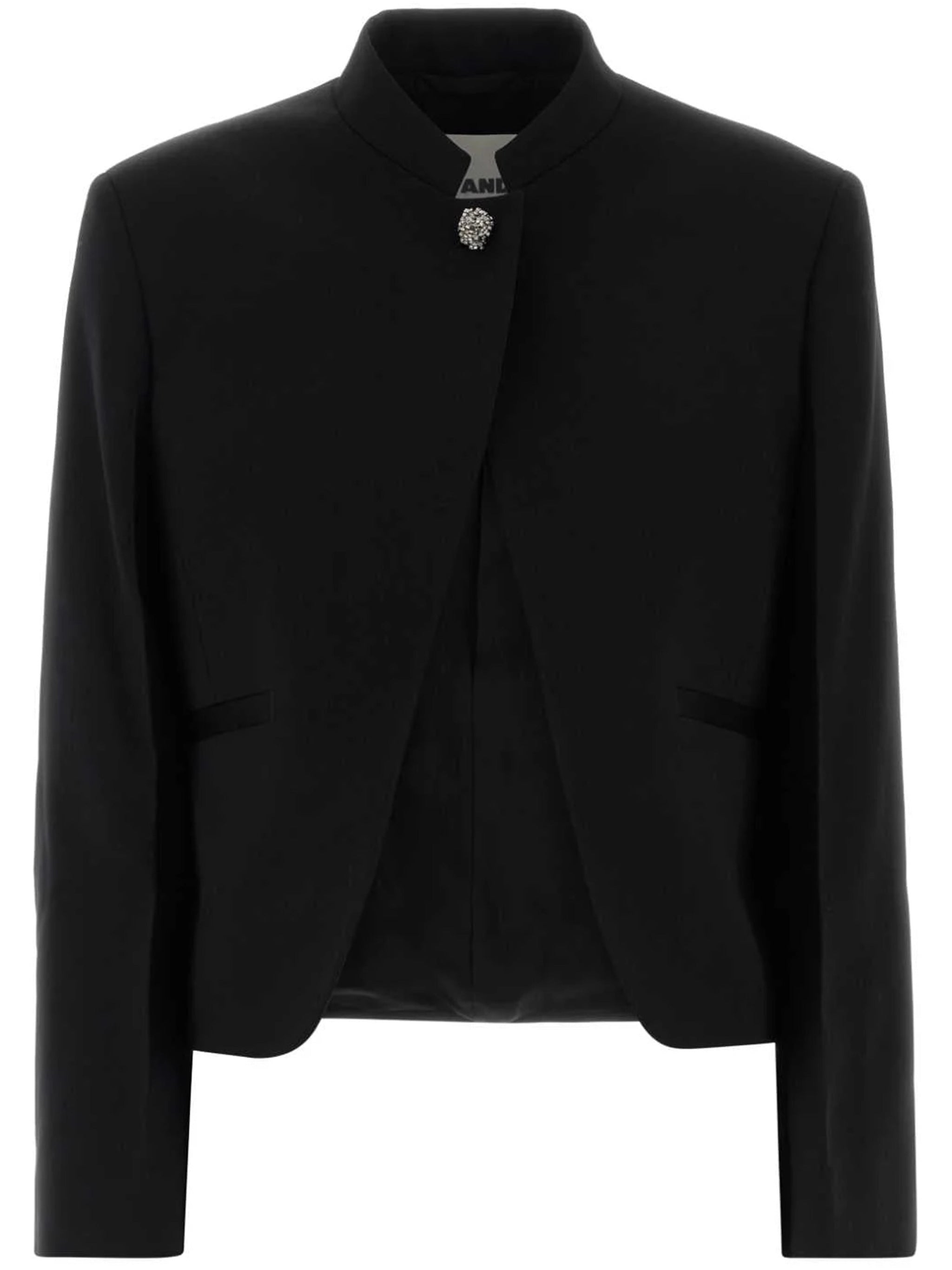 Black Cropped Stand Collar Jacket