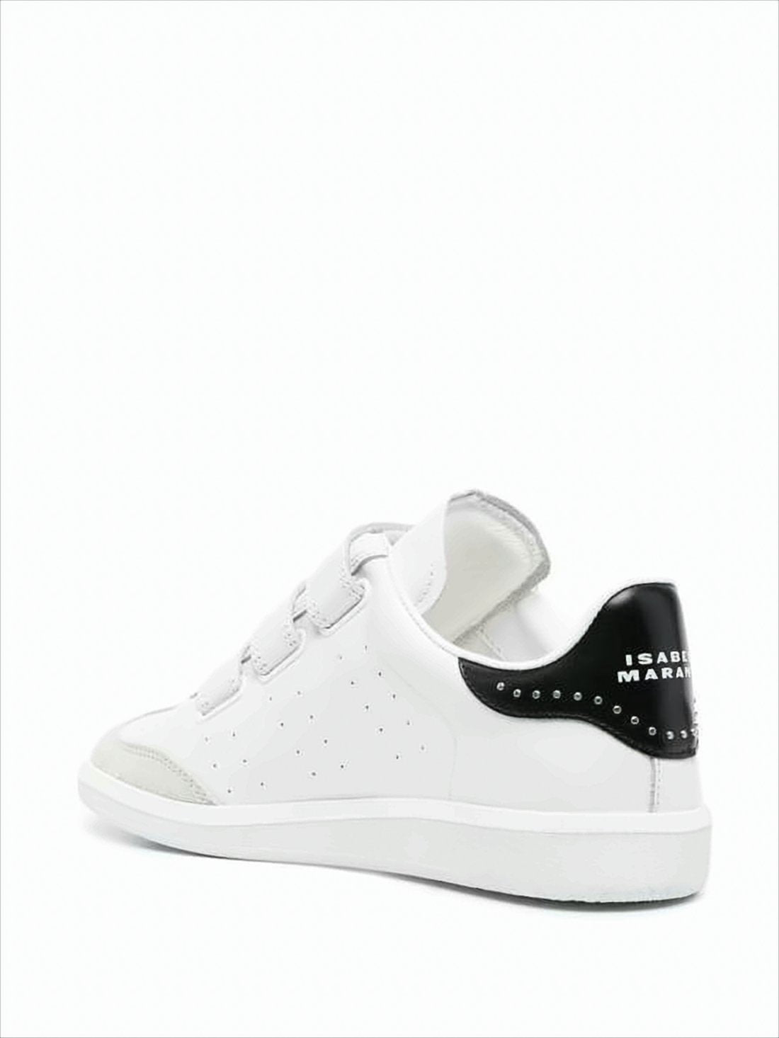 Perforated White Leather Sneakers with Velcro Straps