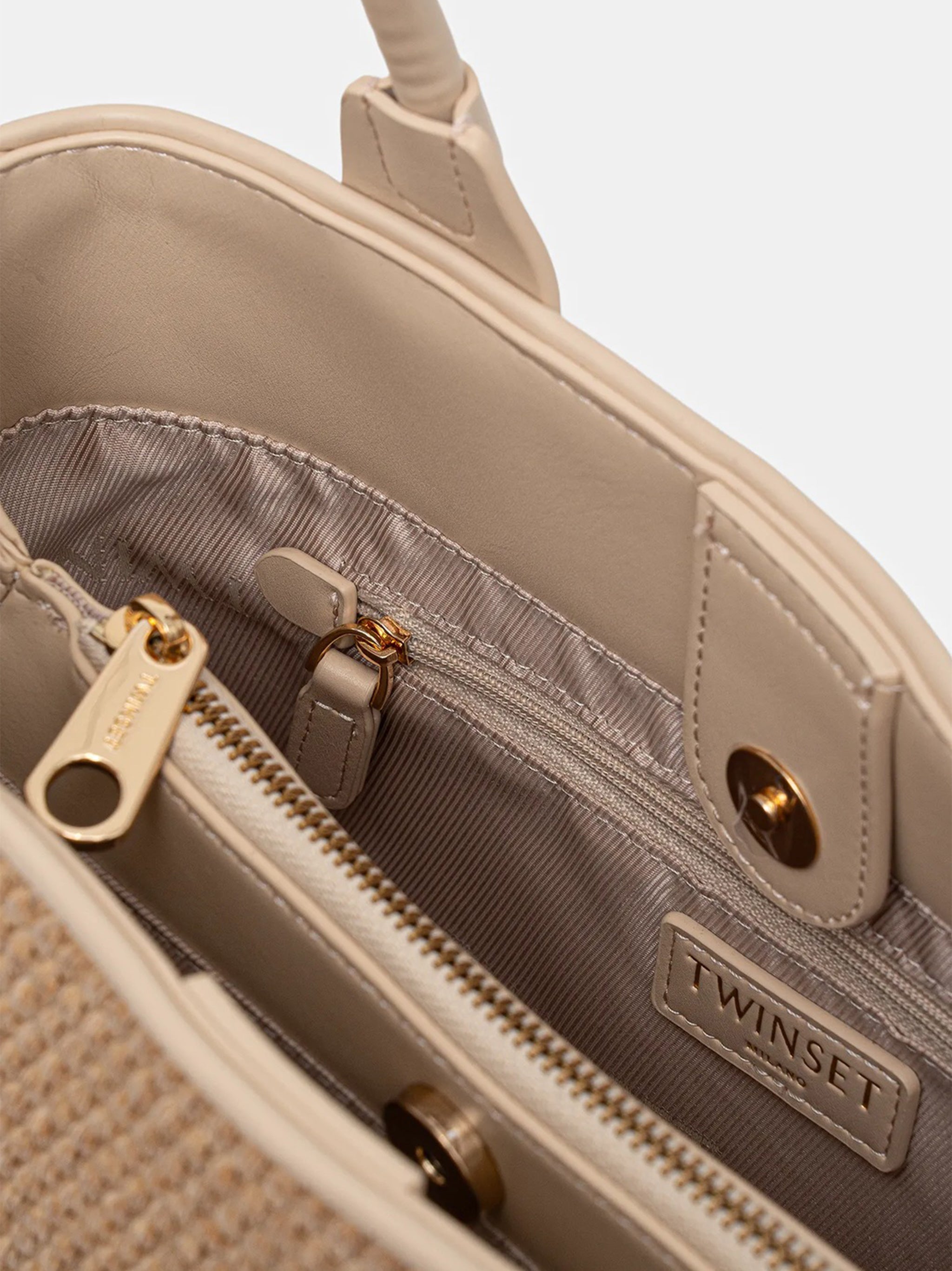 Parchment Rectangular Woven Handbag