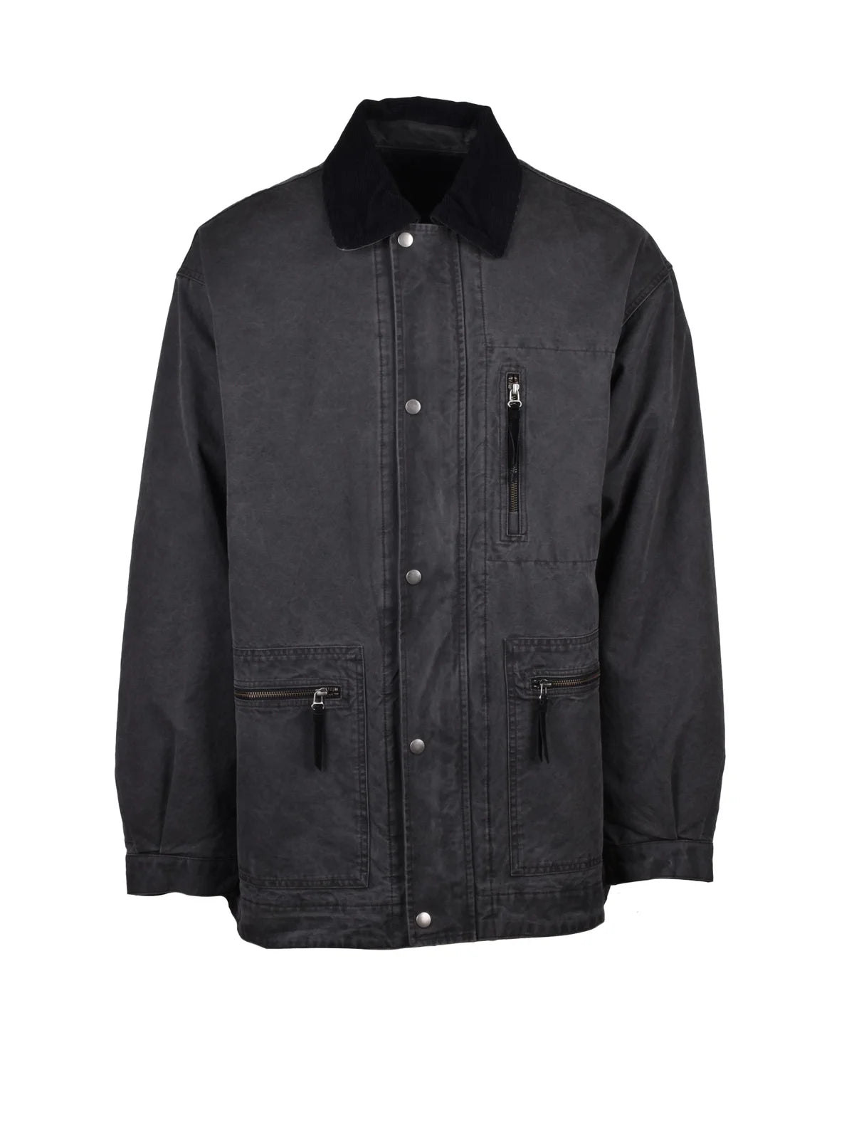 Mid-length Grey Overcoat with Quilted Interior