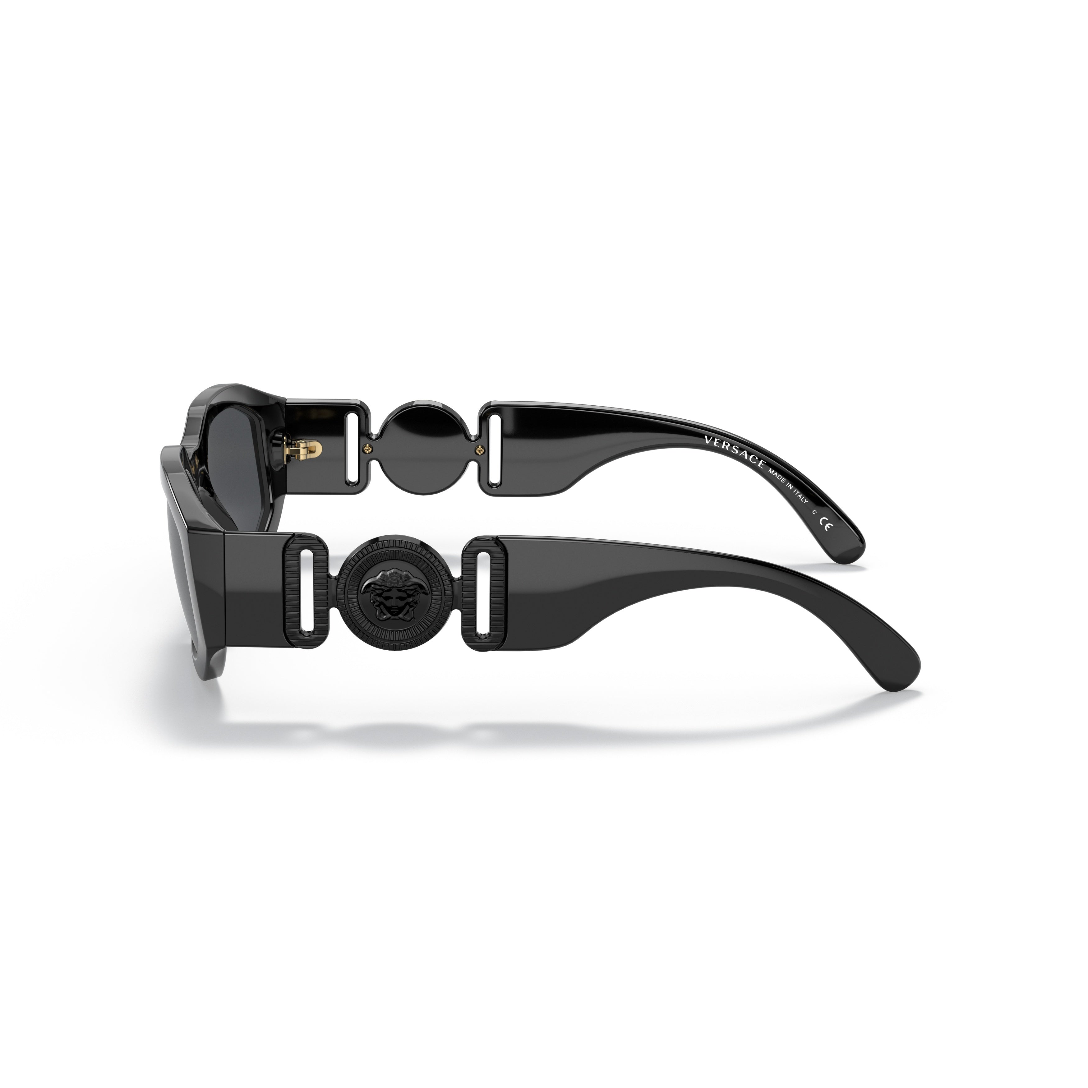 Rectangular Black Nylon Sunglasses with Distinctive Emblem