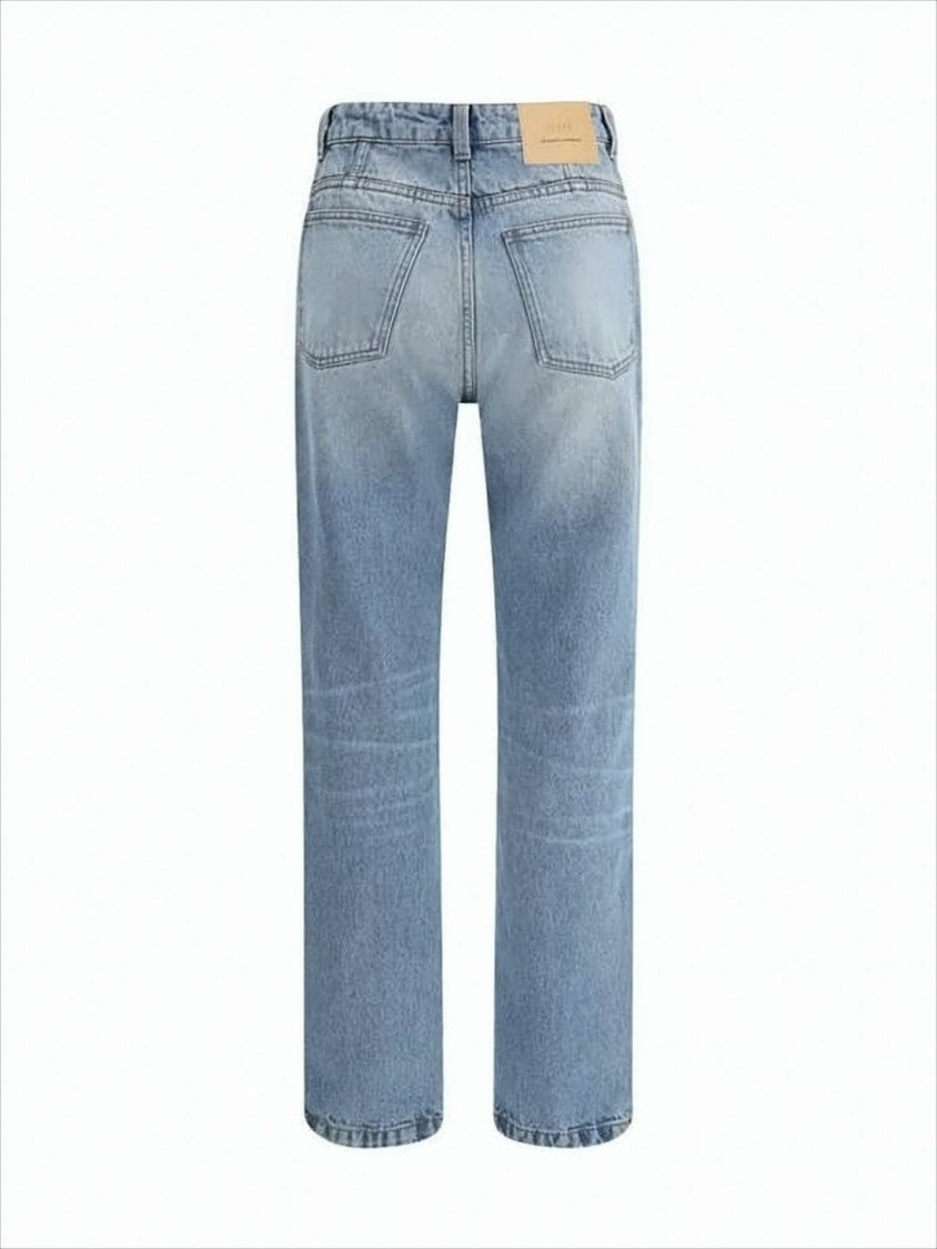 Straight-Leg Denim Pants in Light Blue Wash