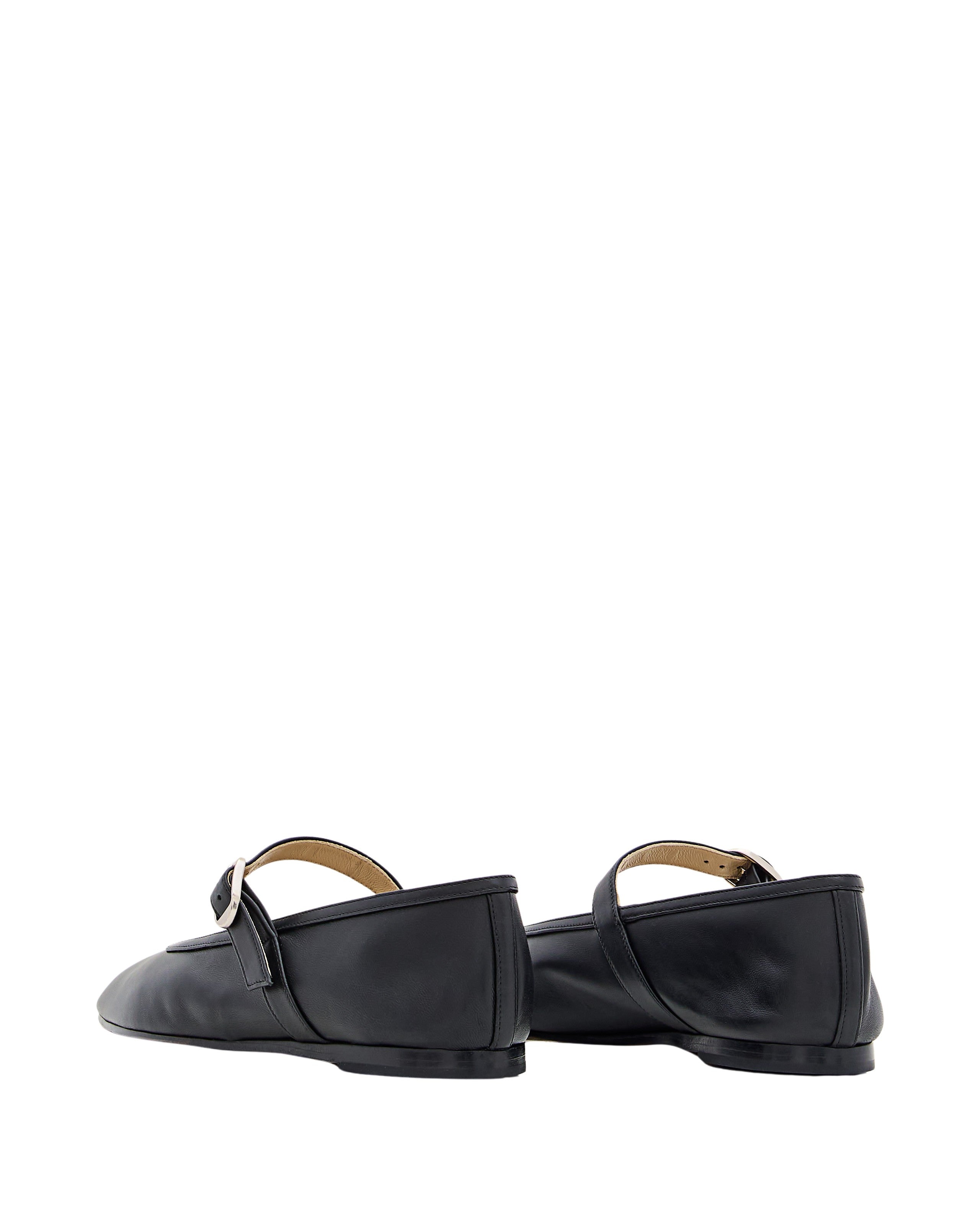 Black Stella Leather Strap Ballet Flats