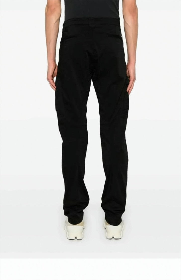 Straight-Fit Black Cargo Pants with Lens Detail