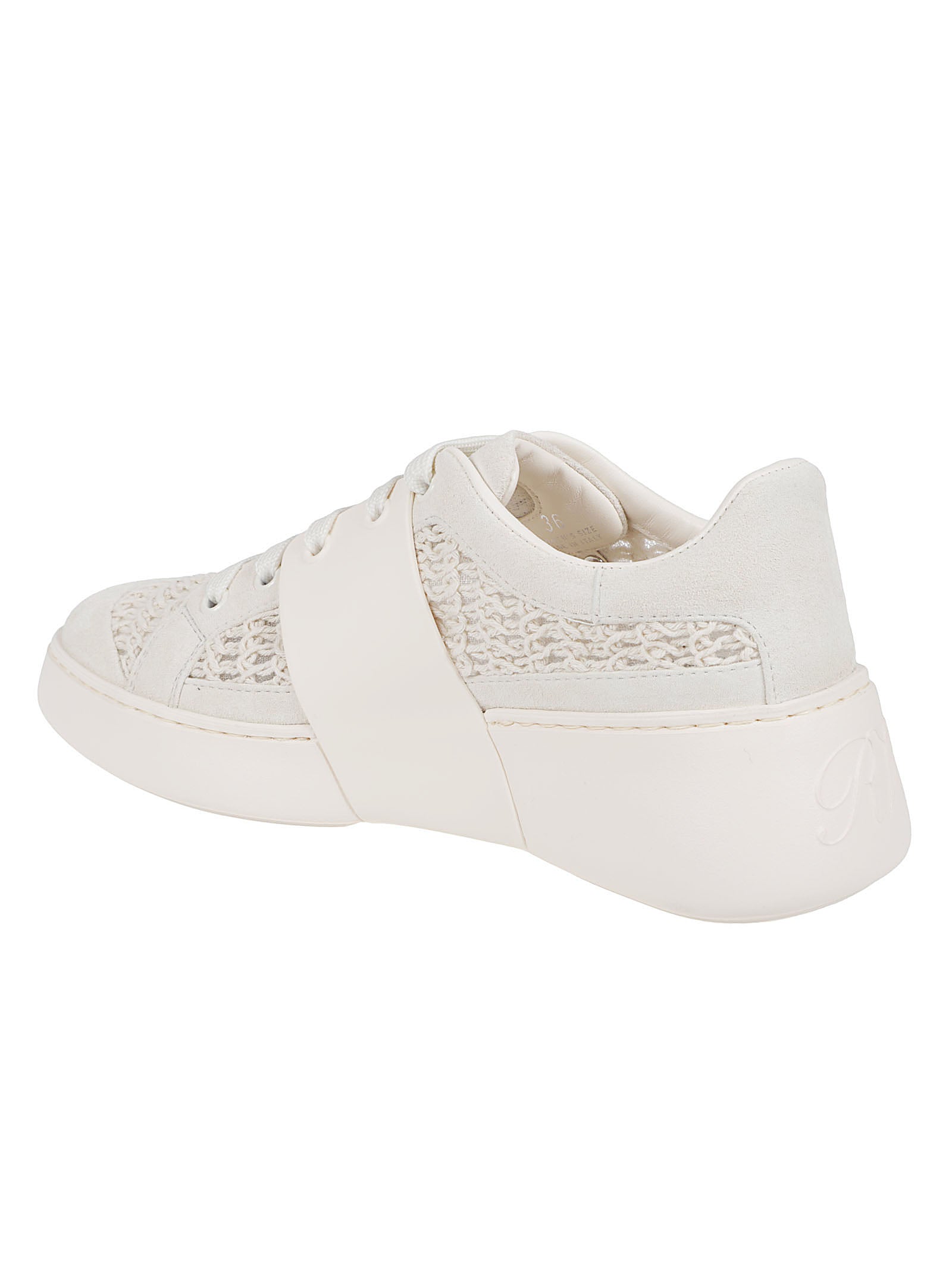 Textured Knit and Leather Sneakers with Crystal-Embellished Buckle