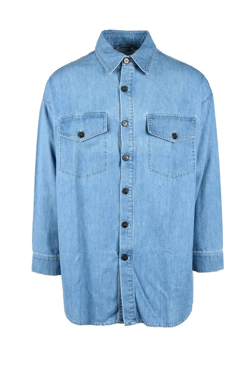 Blue Cotton Viscose Shirt