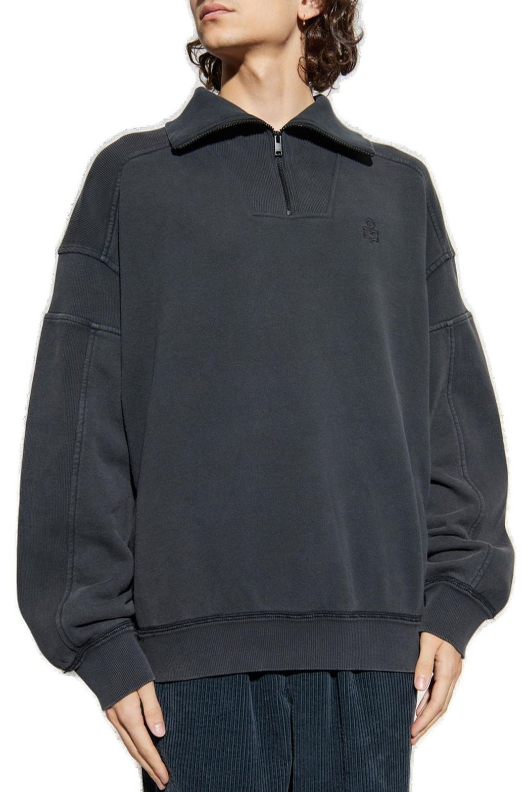 Minimalist Black Half-Zip Pullover