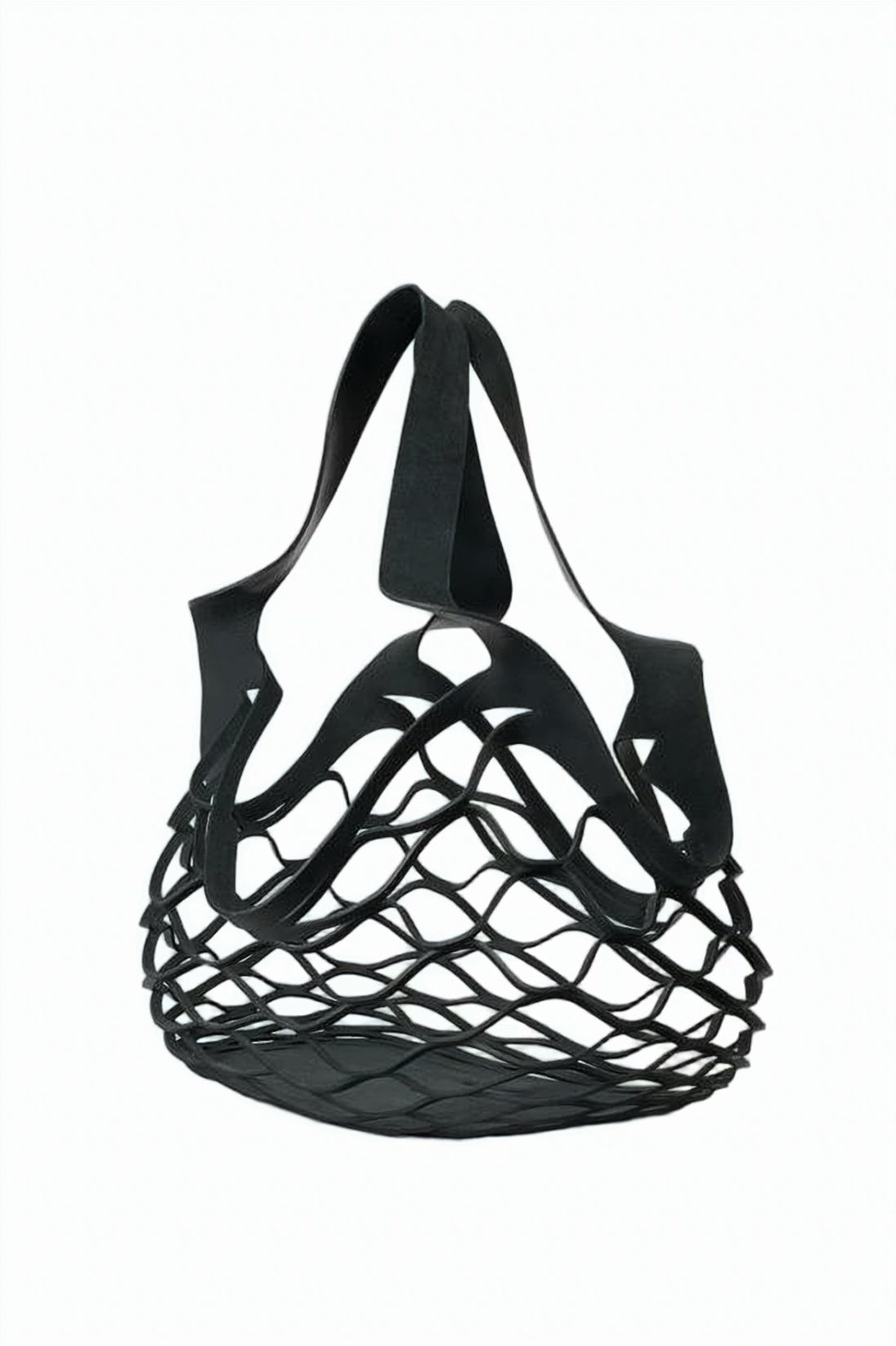 Open Lattice Leather Shoulder Bag With Sculptural Design