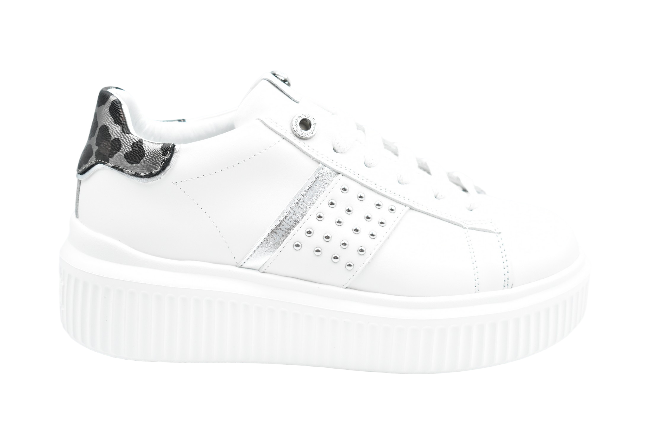 White Platform Sneakers With Metallic Accents
