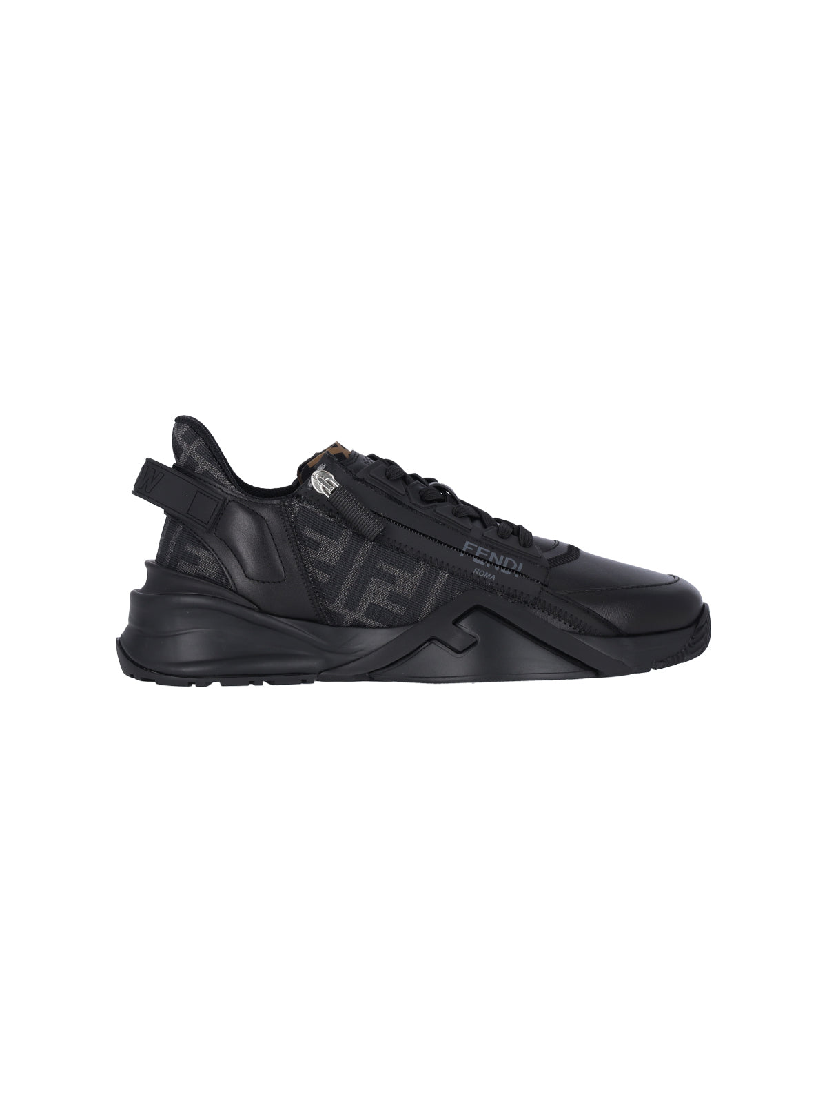 Black Flow FF Logo Leather Sneakers