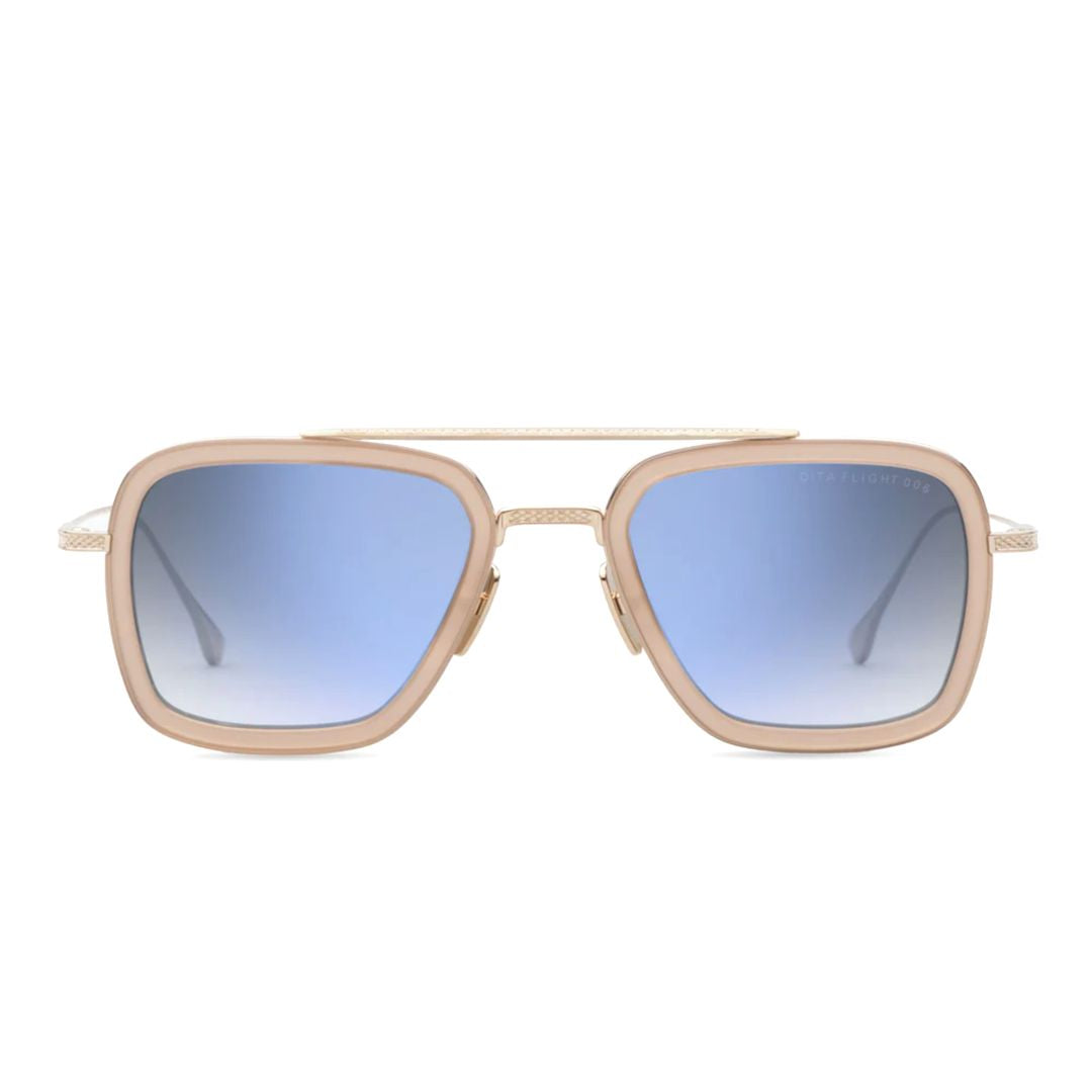 Flight.006 Geometric Black Metal Frame Sunglasses with Dark Lenses